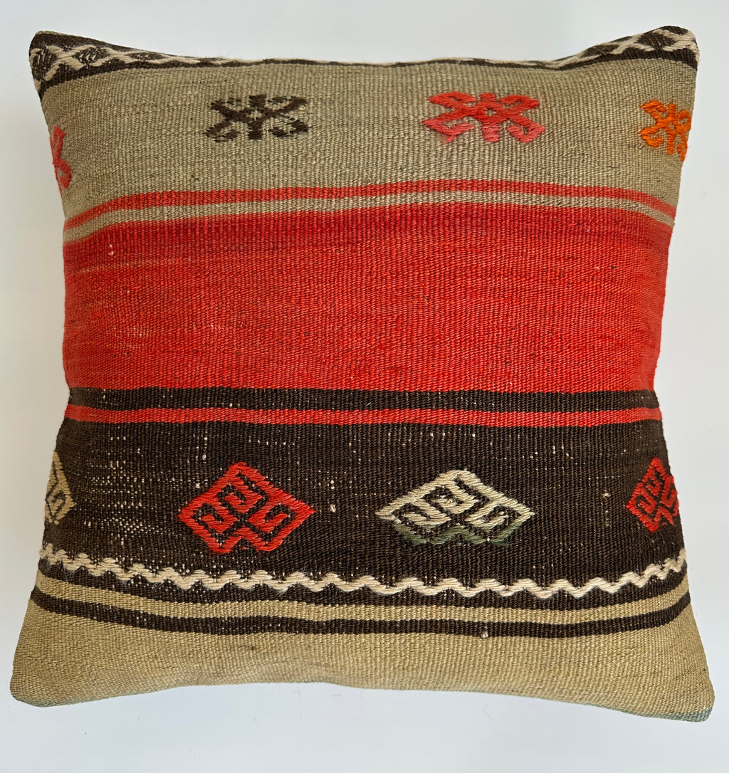 Handmade Multicoloured Turkish Cushion Cover 16''x16'' / 41x41 CM