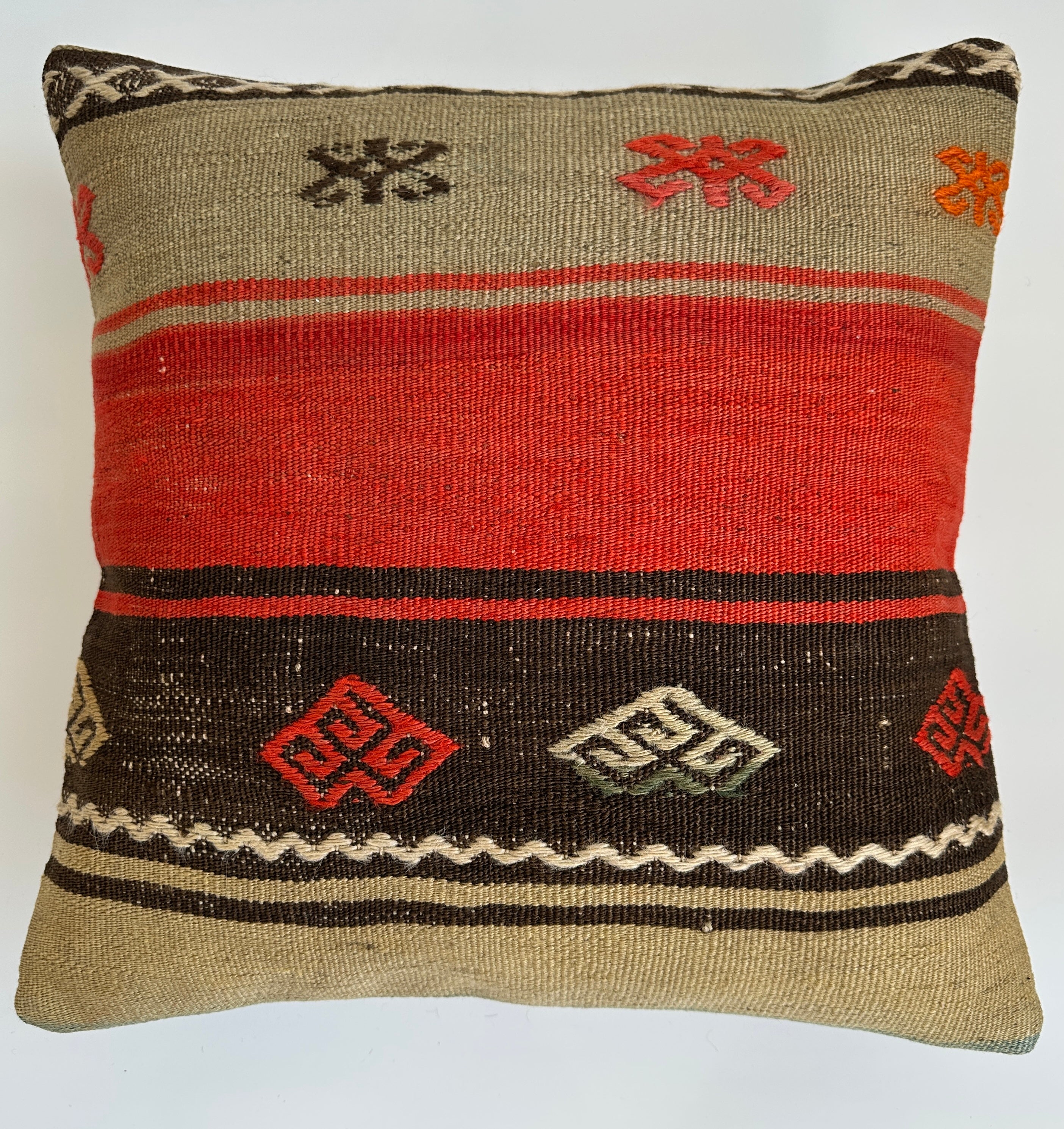 Handmade Multicoloured Turkish Cushion Cover 16''x16'' / 41x41 CM
