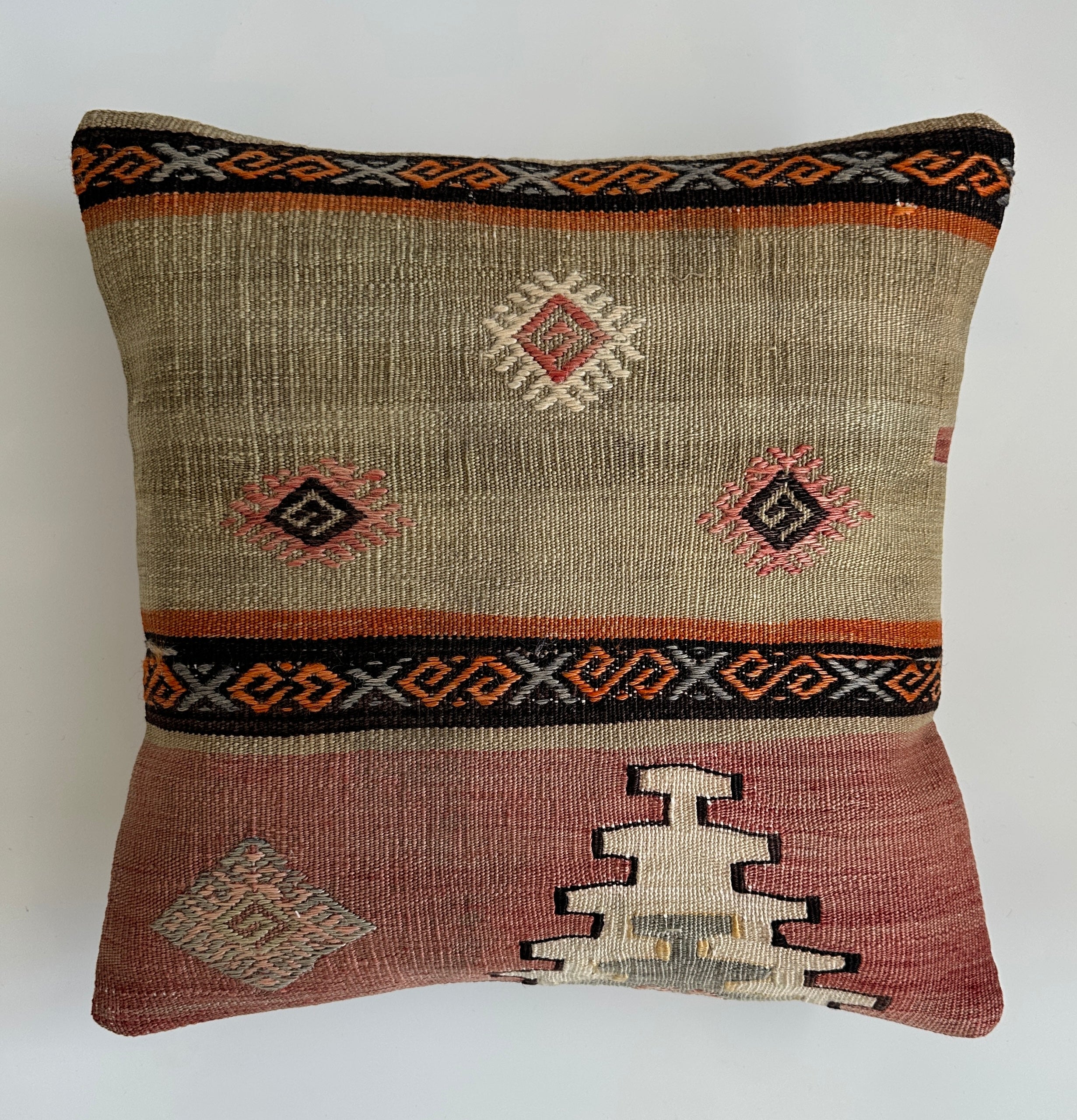 Handmade Tribal Turkish Rug Cushion Cover 16''x16'' / 41x40 CM