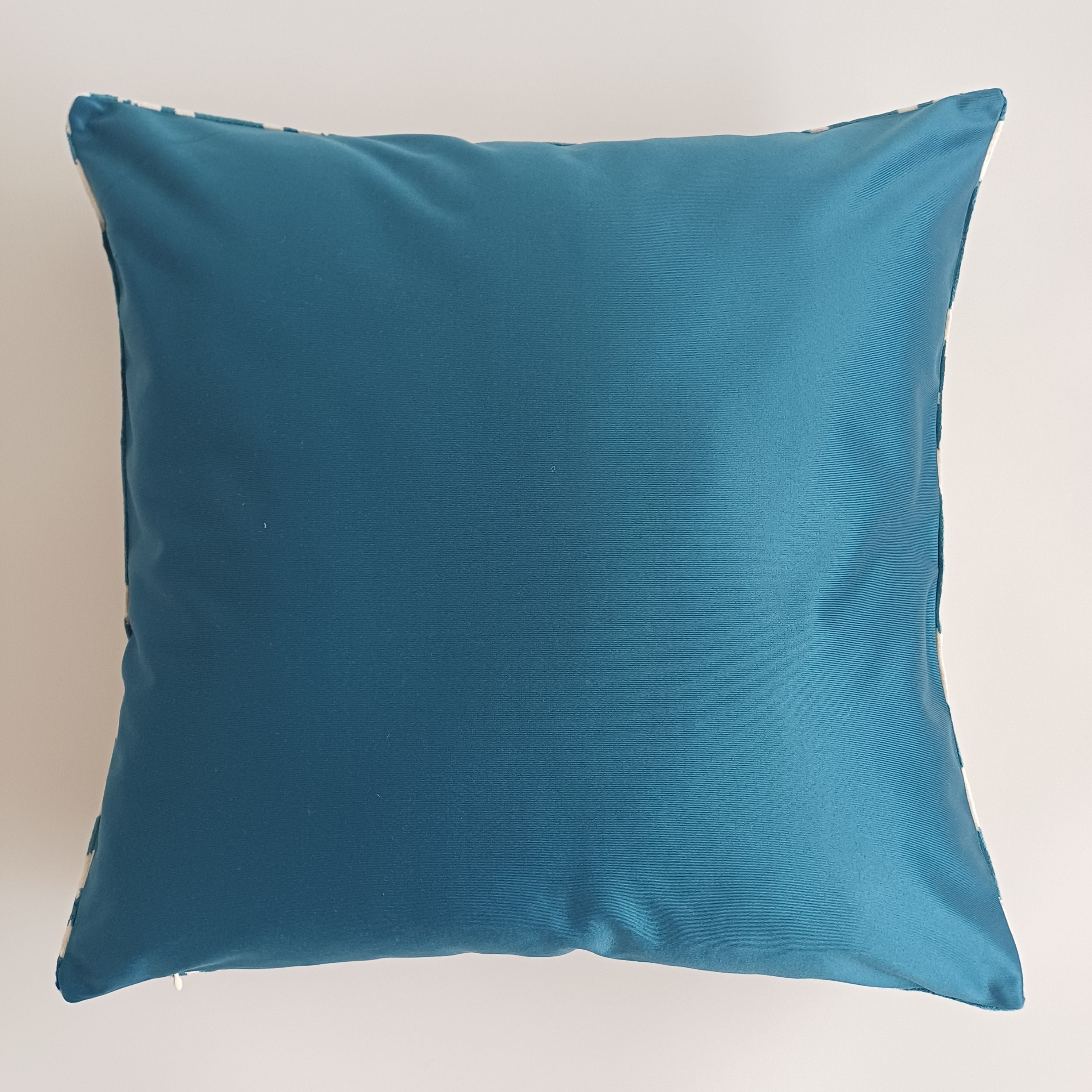 Turquoise Silk Ikat Velvet Cushion Cover 20''x20'' / 50x49 CM