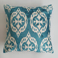 Turquoise Silk Ikat Velvet Cushion Cover 20''x20'' / 50x50 CM