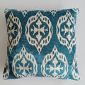 Turquoise Silk Ikat Velvet Cushion Cover 20''x20'' / 50x49 CM