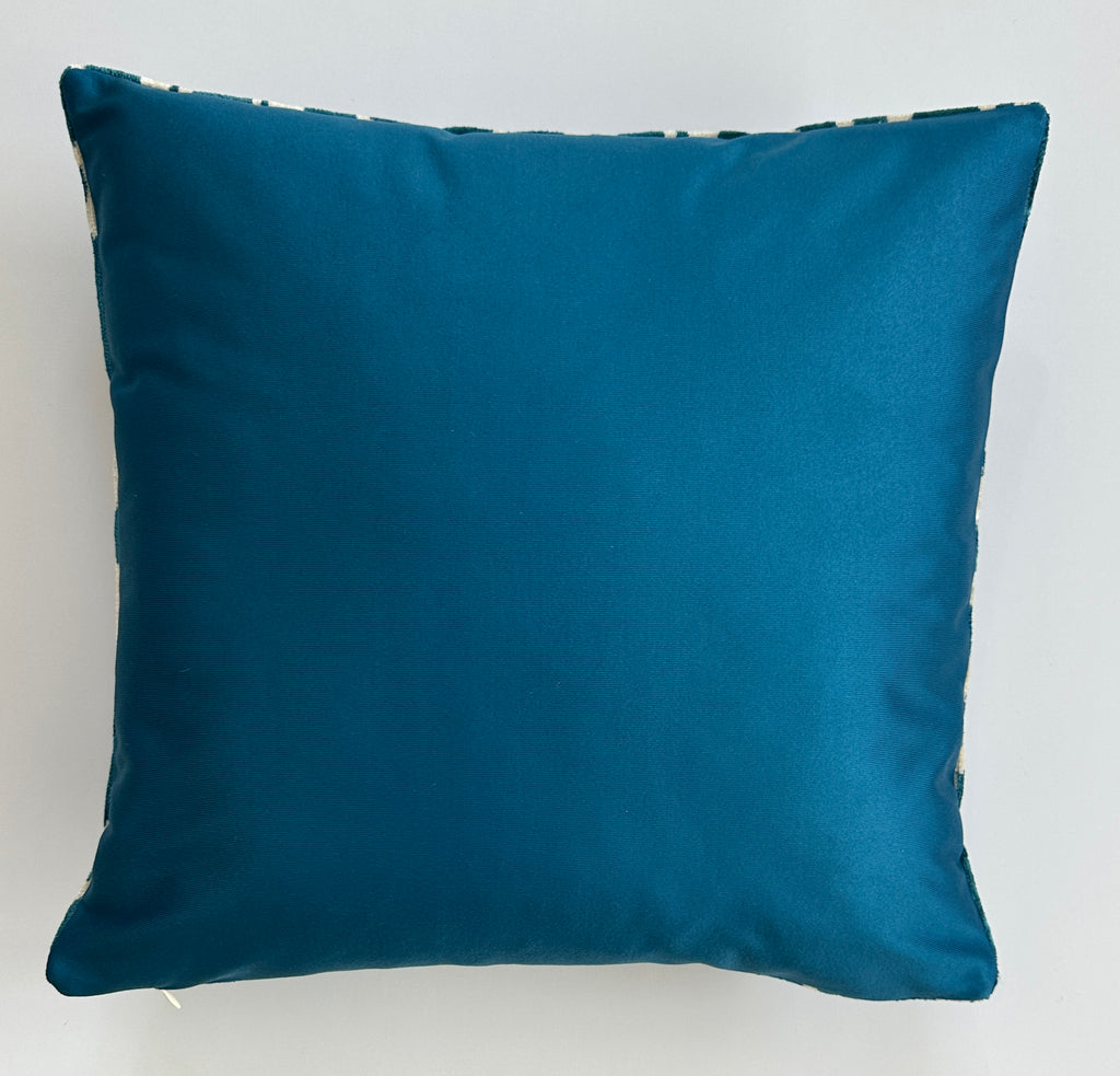 Turquoise Silk Ikat Velvet Cushion Cover 20''x20'' / 50x50 CM
