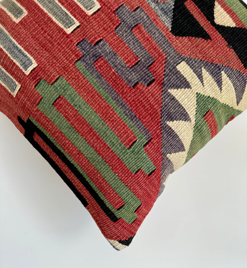 Handmade Turkish Rug Cushion Cover 16''x16'' / 41x40 CM