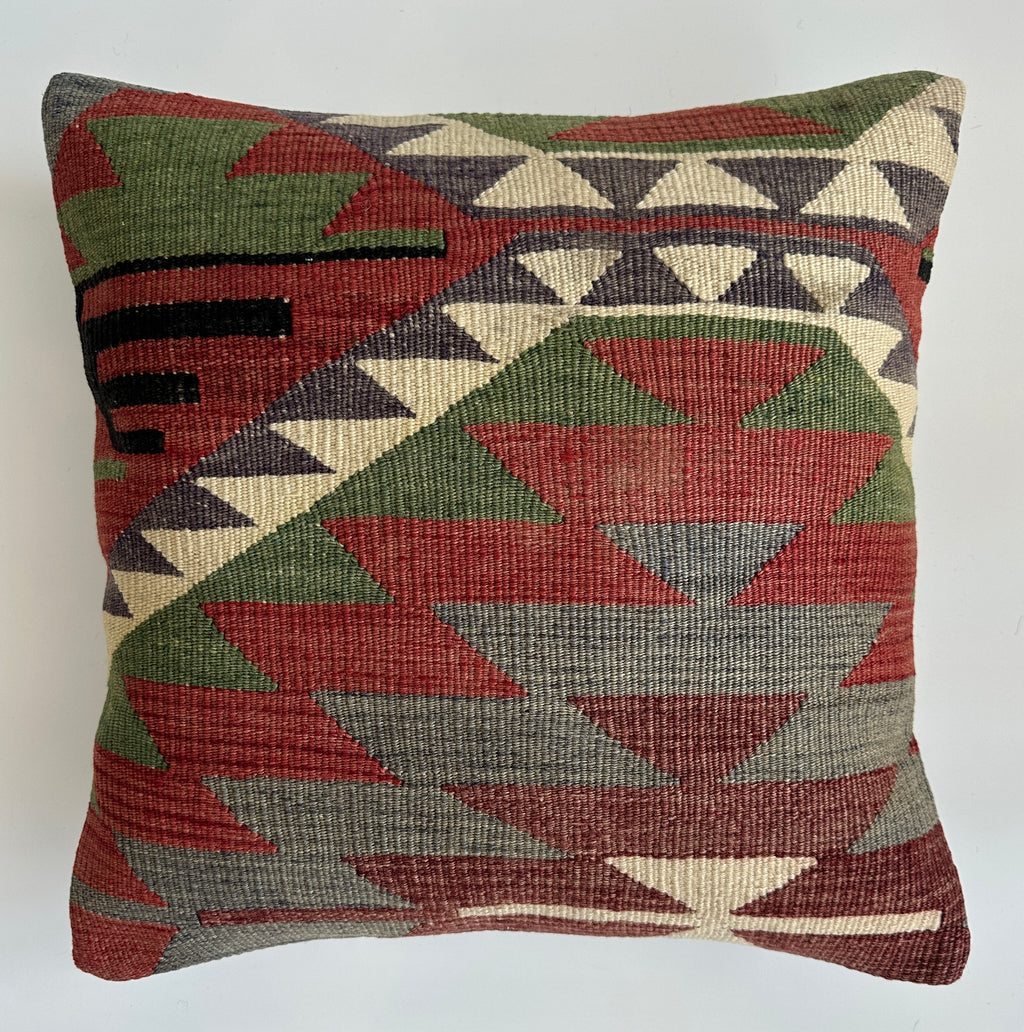 Handmade Turkish Rug Cushion Cover 16''x16'' / 41x41 CM