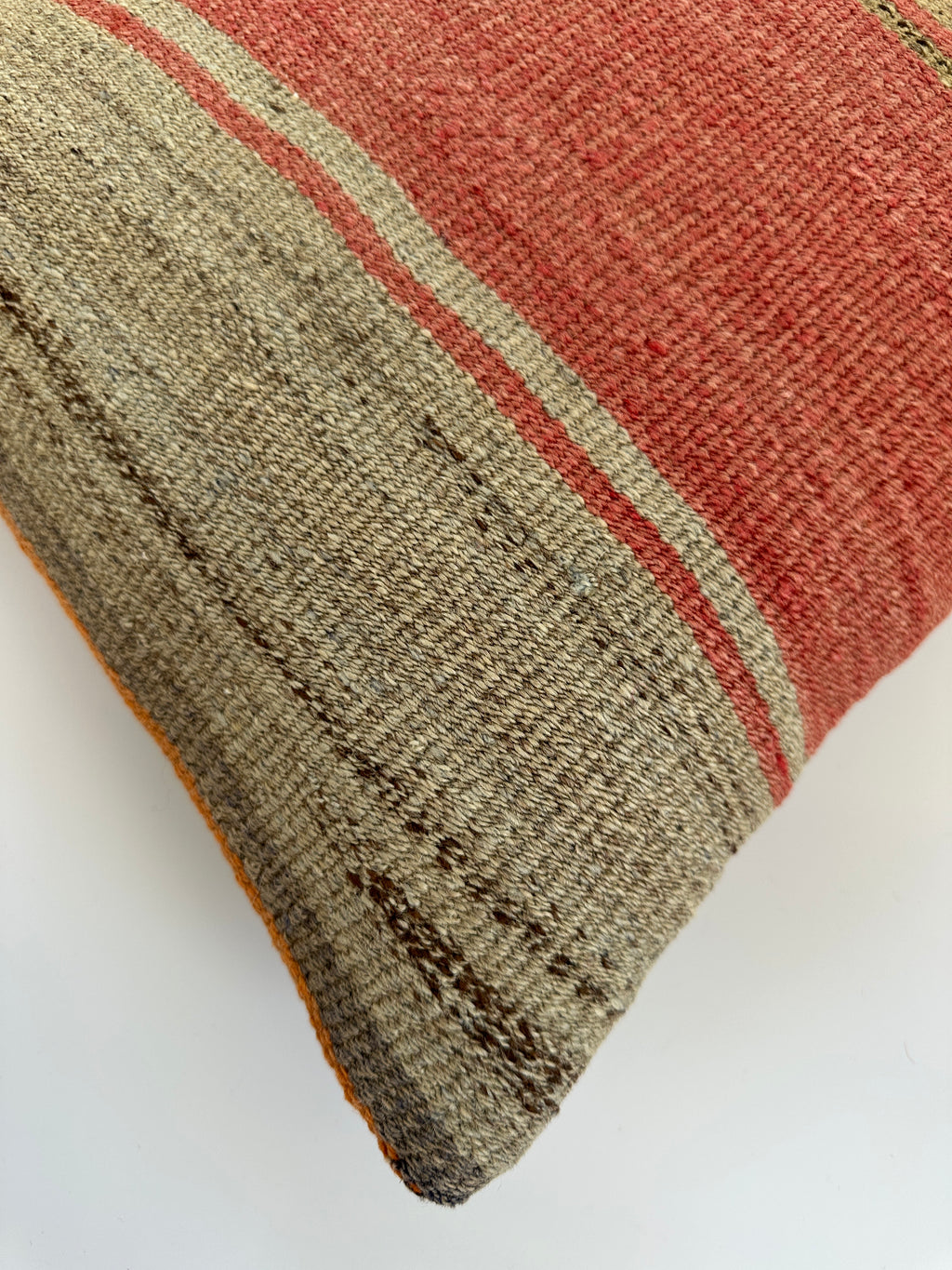 Handmade Multicoloured Striped Turkish Cushion Cover 16''x16'' / 41x41 CM