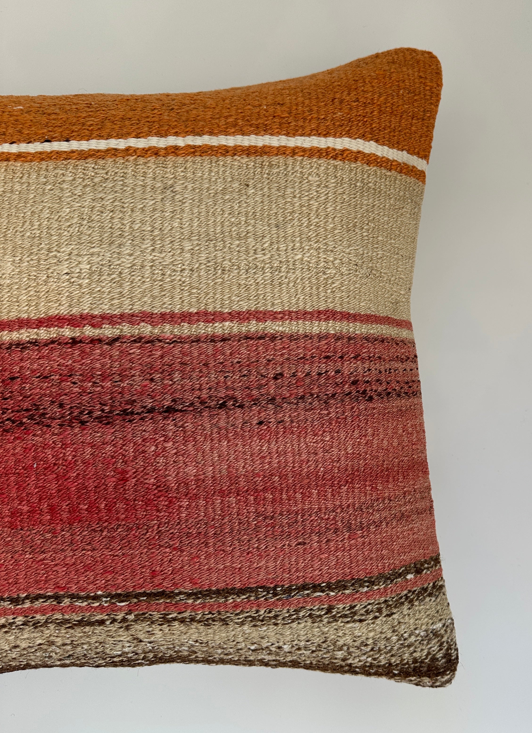 Handmade Multicoloured Striped Turkish Cushion Cover 16''x16'' / 41x41 CM