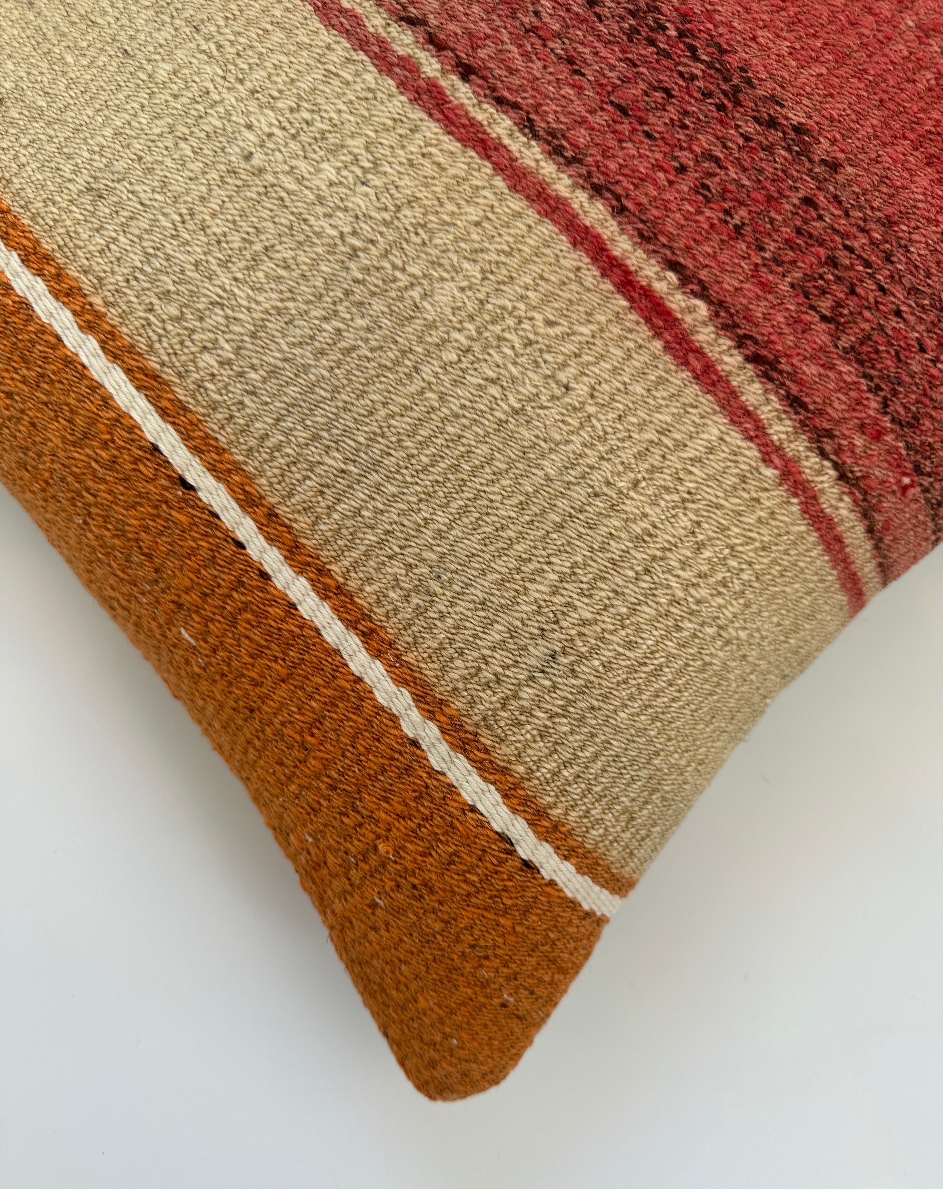 Handmade Multicoloured Striped Turkish Cushion Cover 16''x16'' / 41x41 CM