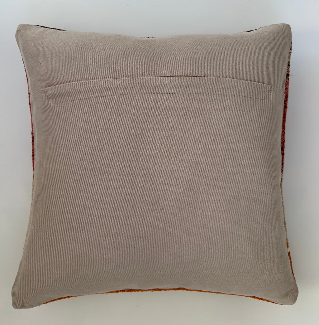 Handmade Multicoloured Striped Turkish Cushion Cover 16''x16'' / 41x41 CM