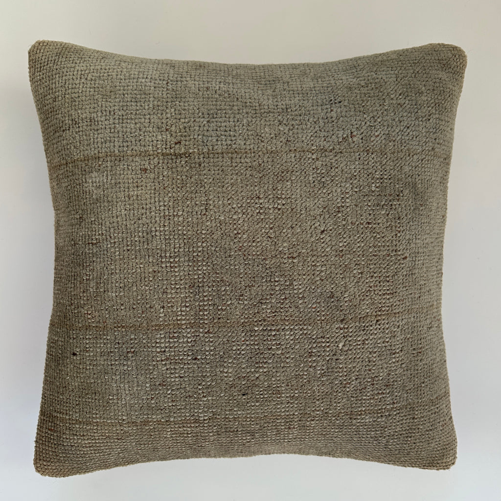 Handmade Textured Grey Turkish Cushion Cover 16''x16'' / 41x41 CM