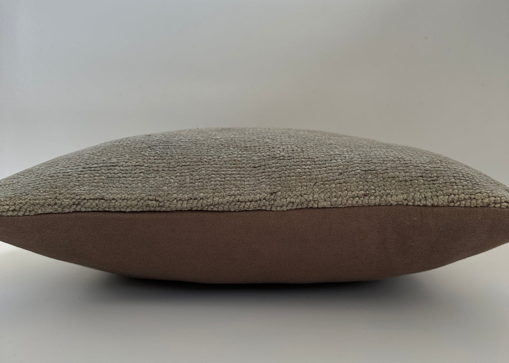 Handmade Textured Grey Turkish Cushion Cover 16''x16'' / 41x41 CM