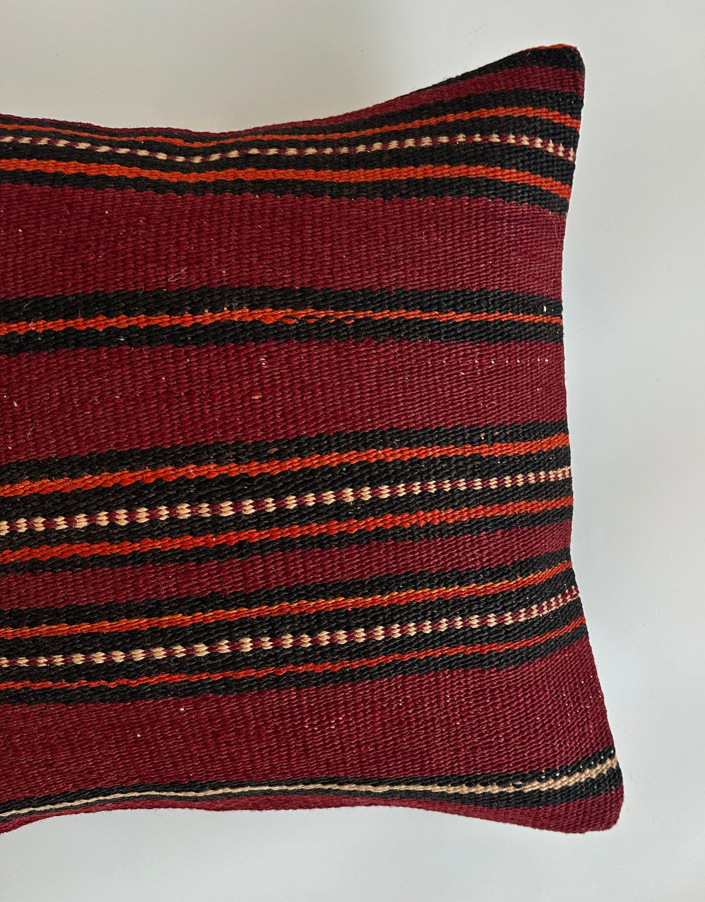 Red Striped Turkish Rug Cushion Cover 16''x16'' / 40x39 CM