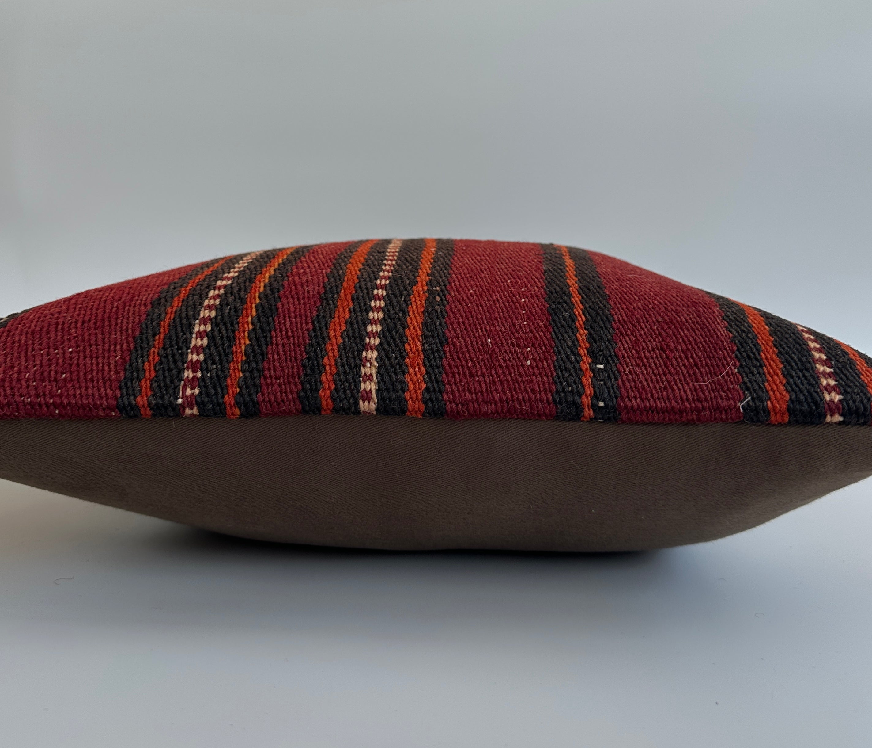 Red Striped Turkish Rug Cushion Cover 16''x16'' / 40x39 CM