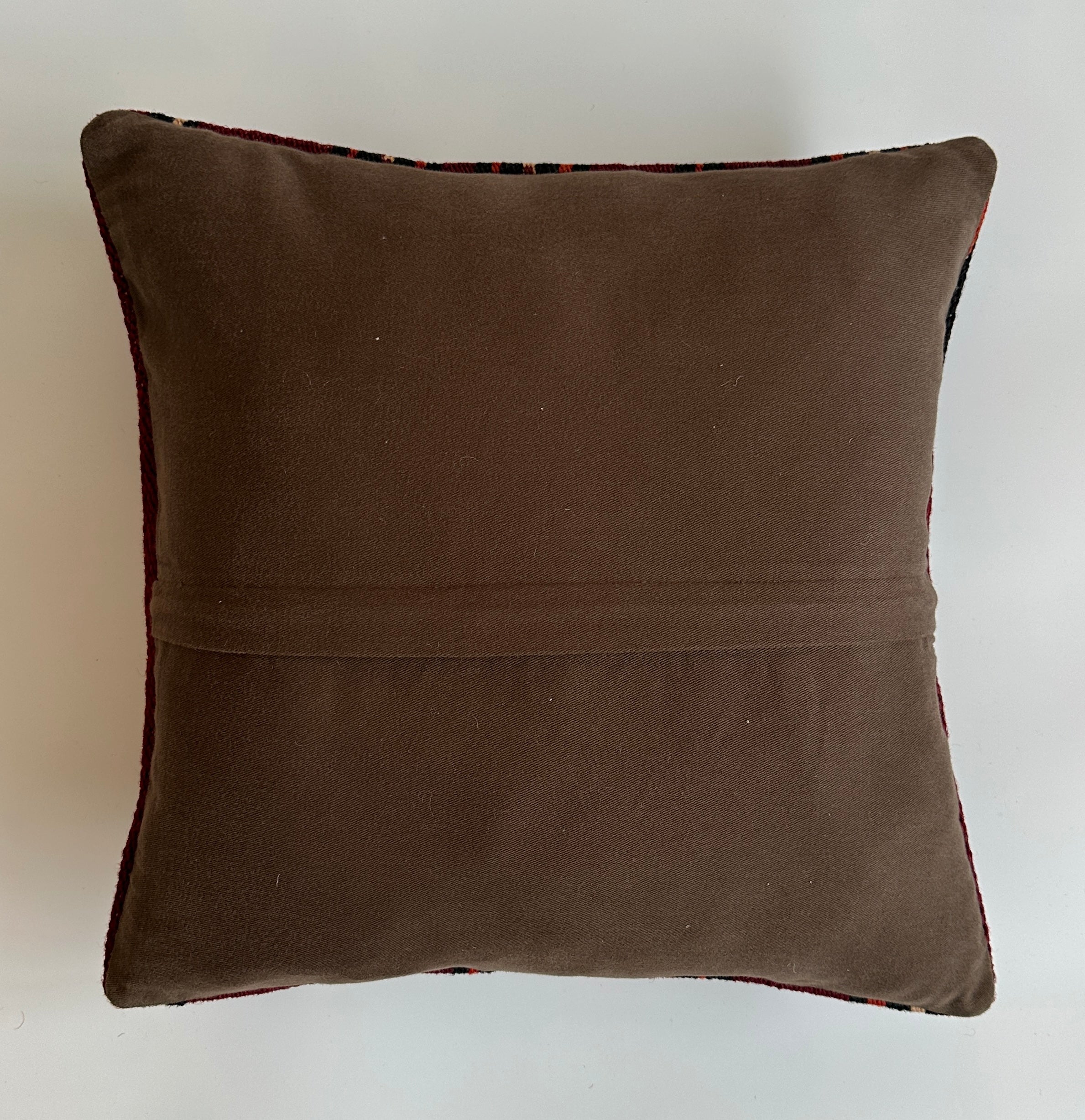 Red Striped Turkish Rug Cushion Cover 16''x16'' / 40x39 CM