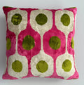 Pink Silk Velvet Ogival Ikat Cushion Cover 16''x16'' / 40x40 CM