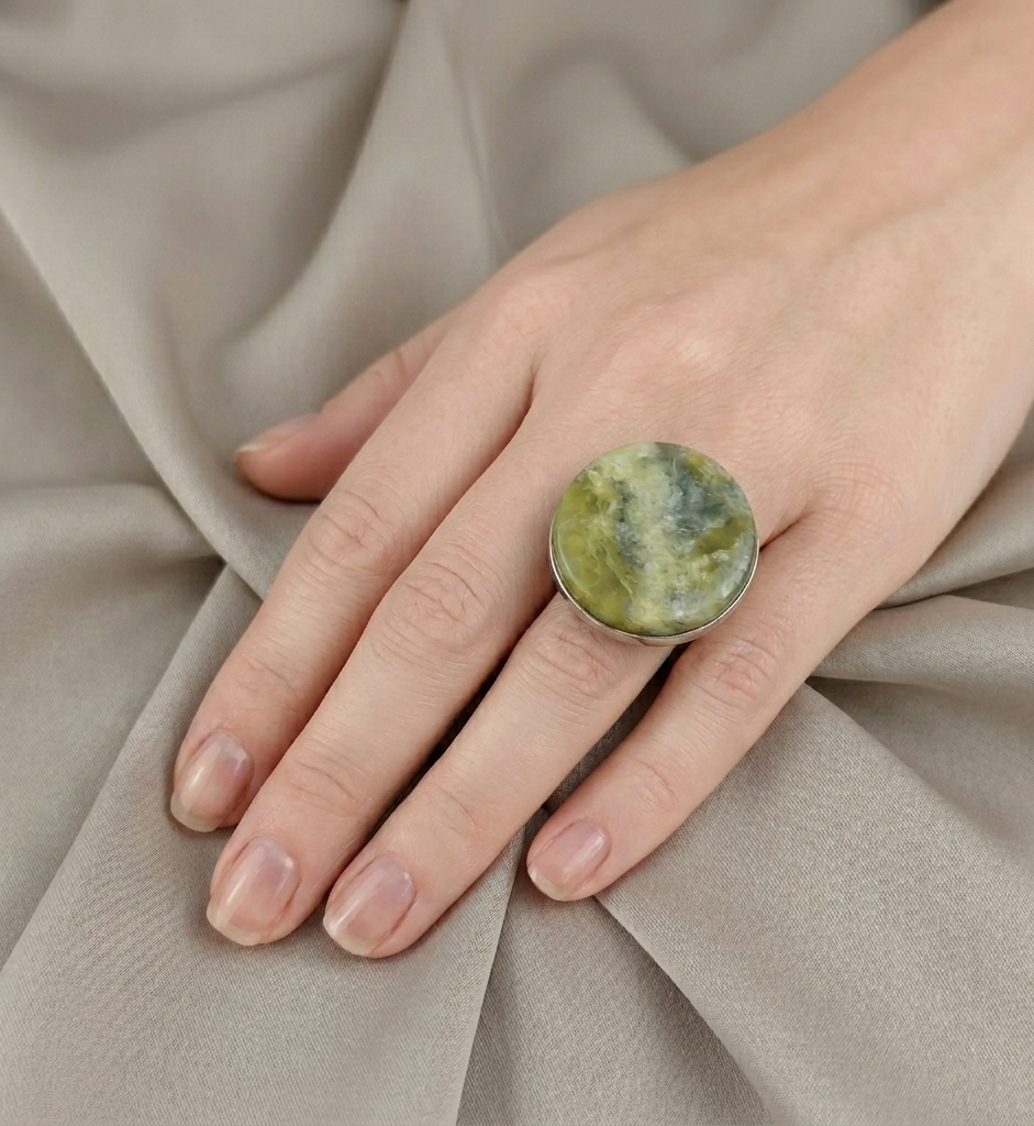 Handmade Serpentine Vintage Style Boho Gemstone Ring