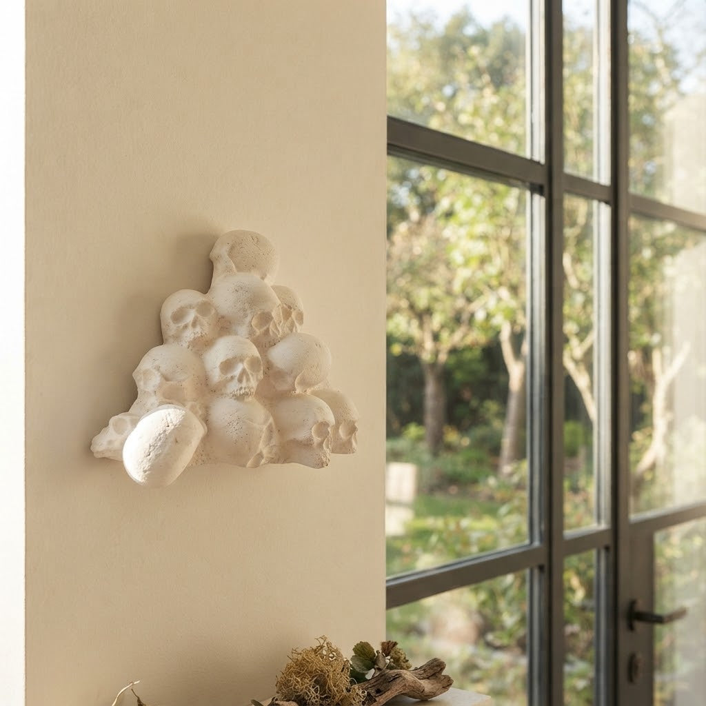 Skull Pyramid Gothic Style Wall Hanging Plaque 16x8 CM