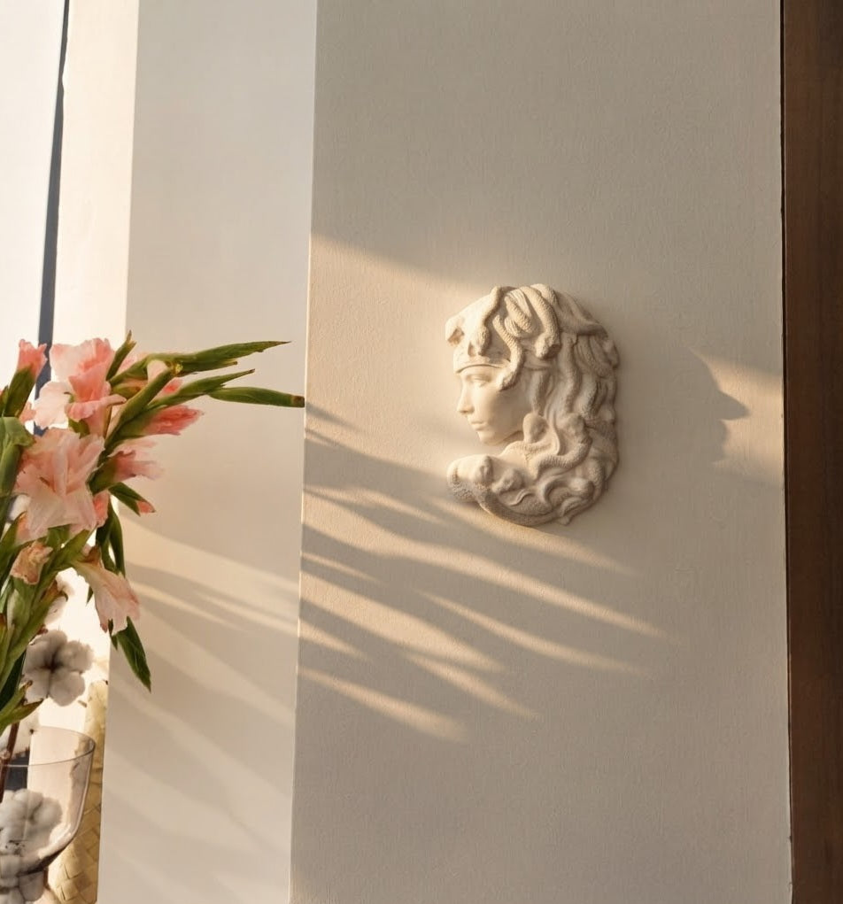 Medusa Textured White Wall Hanging Plaque 14x9.5 CM