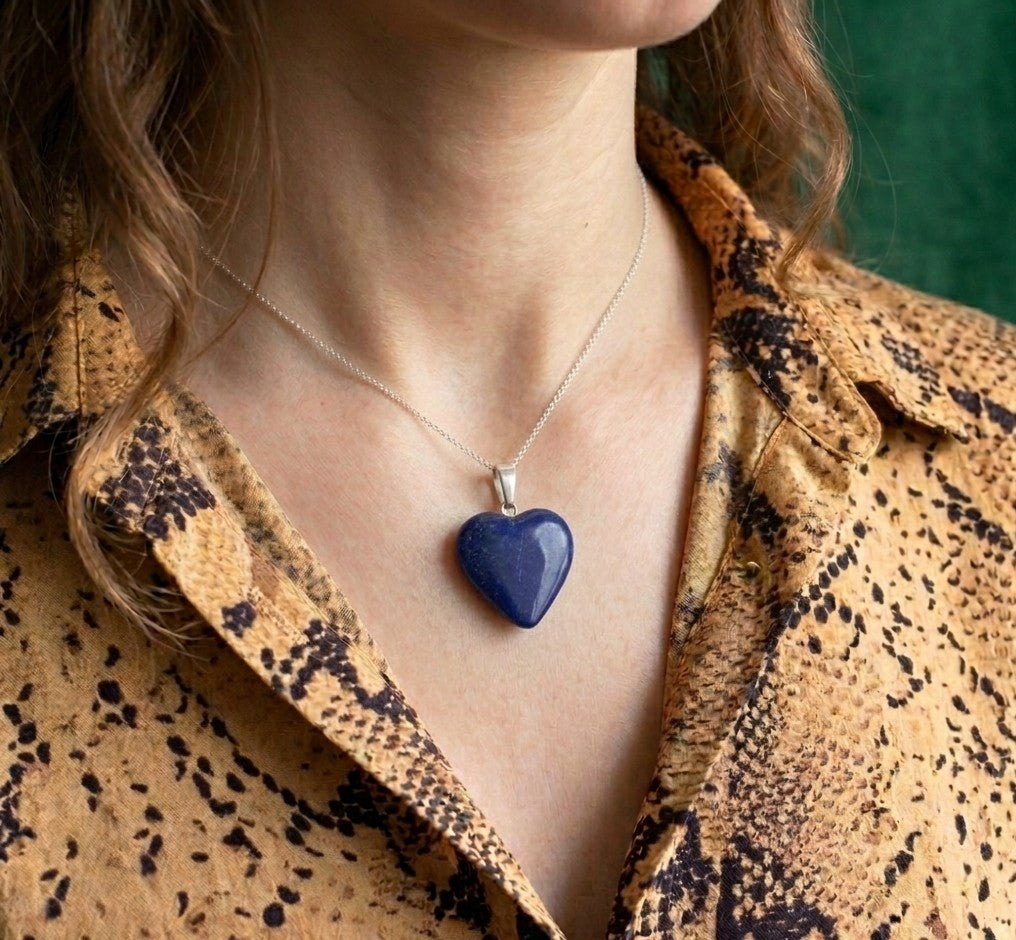 Lapis Lazuli Handmade Heart Pendant 2.5x2.7 CM