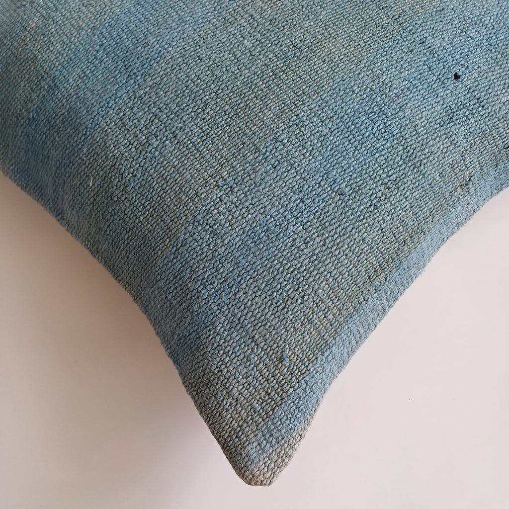 Textured Muted Blue Turkish Cushion Cover 24''x24'' / 60x60 CM
