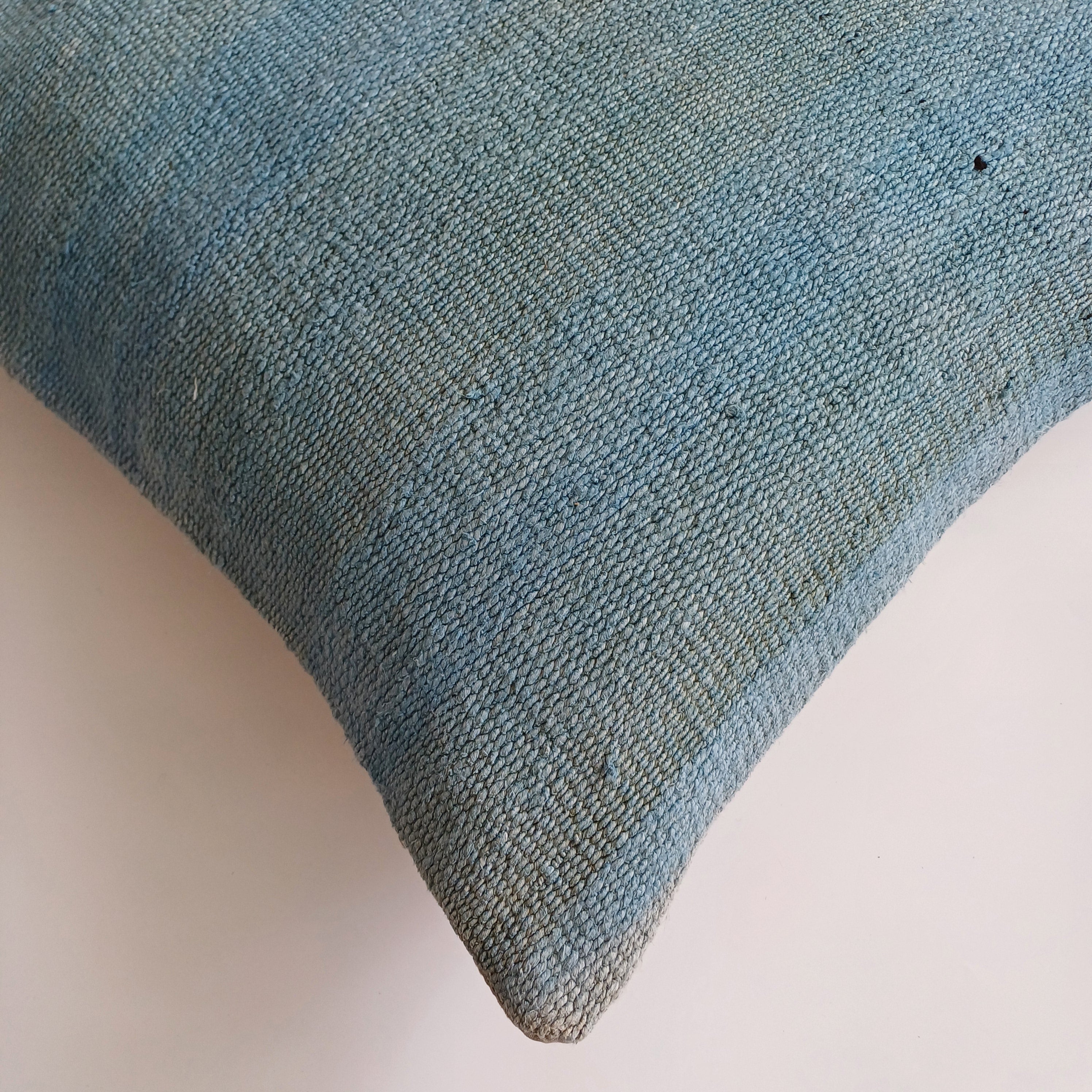Textured Muted Blue Turkish Cushion Cover 24''x24'' / 60x60 CM