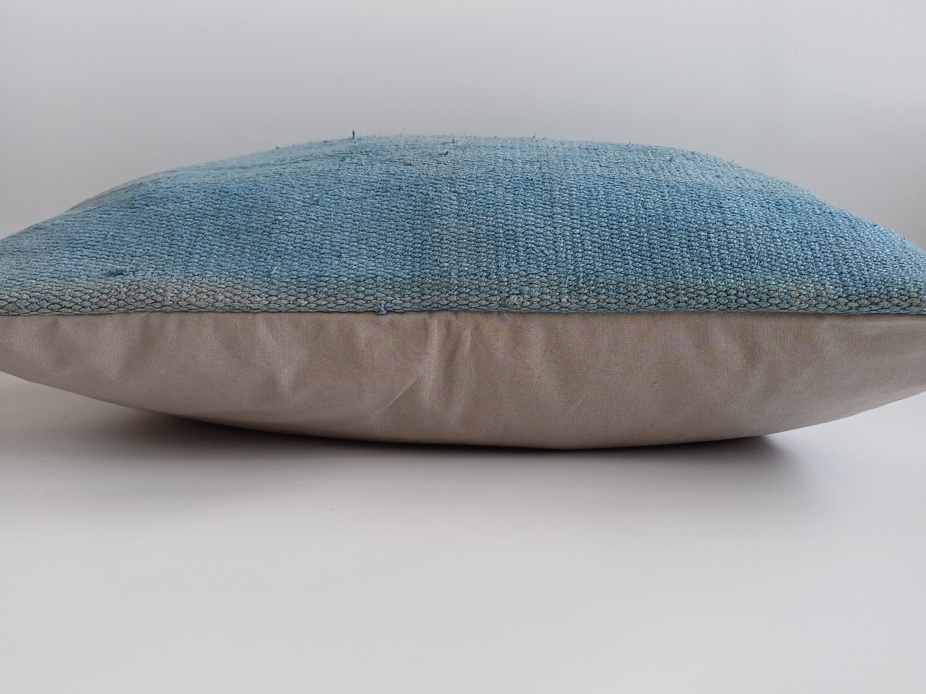 Textured Muted Blue Turkish Cushion Cover 24''x24'' / 60x60 CM