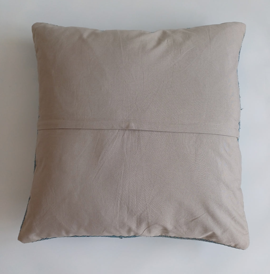 Textured Muted Blue Turkish Cushion Cover 24''x24'' / 60x60 CM
