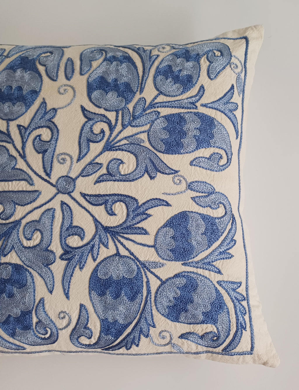 Hand Embroidered Uzbek Suzani Cushion Cover 18''x17'' / 46x42 CM