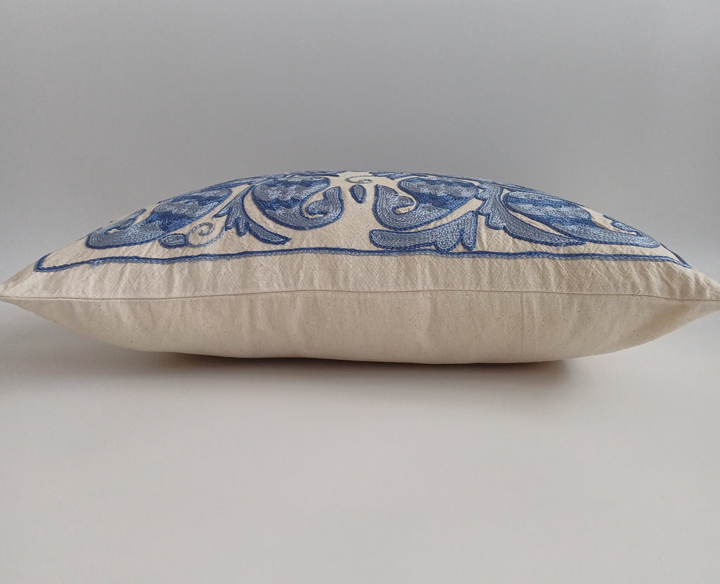 Hand Embroidered Uzbek Suzani Cushion Cover 18''x17'' / 46x42 CM