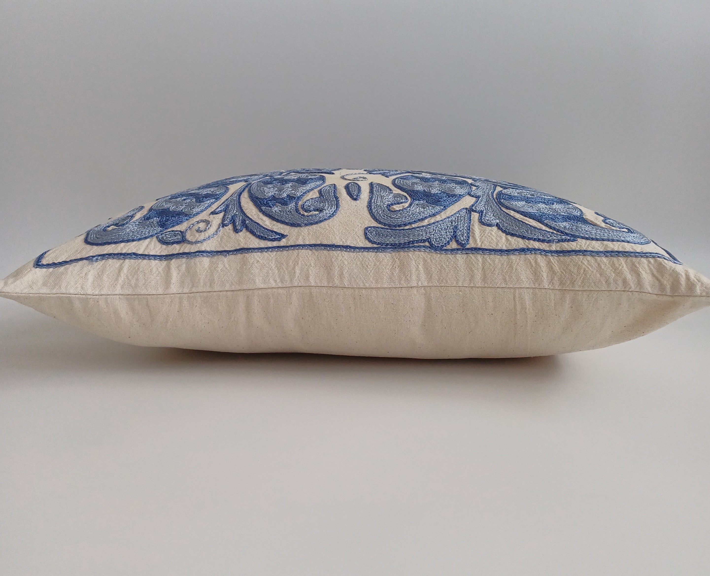 Hand Embroidered Uzbek Suzani Cushion Cover 18''x17'' / 46x42 CM