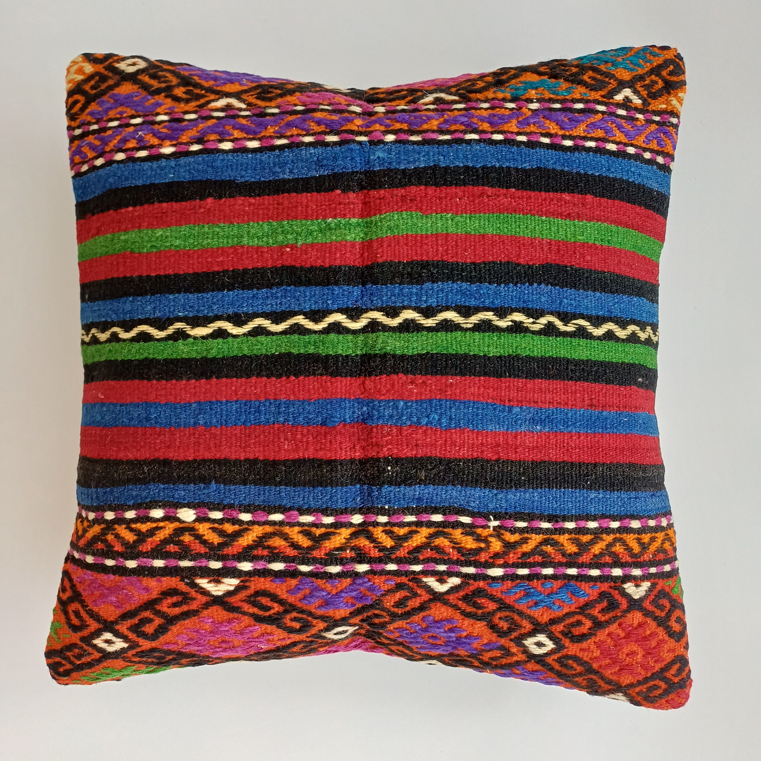 Vintage Turkish Rug Cushion Cover 18''x18'' / 45x45 CM