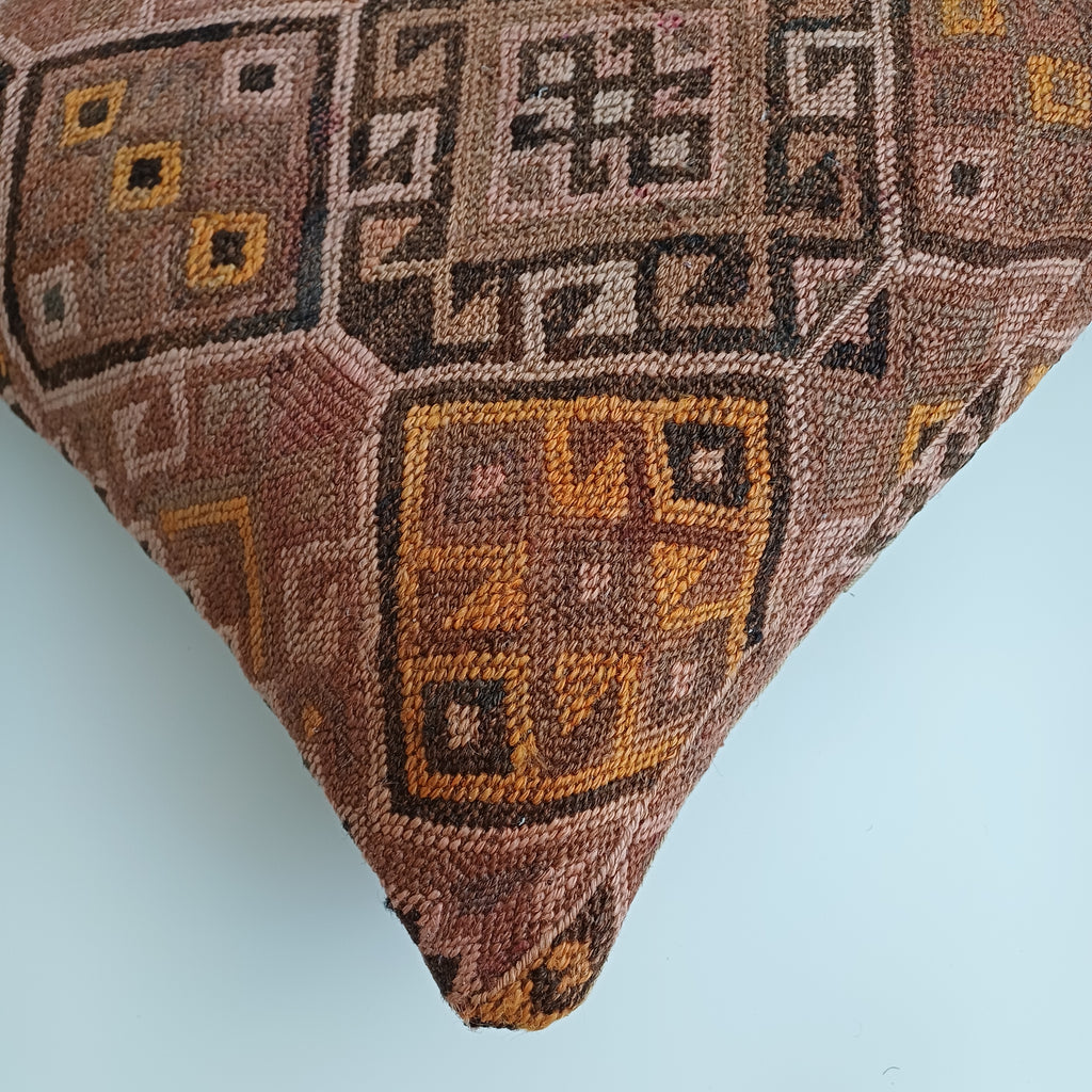 Handmade Multicolour Turkish Rug Cushion Cover 18''x18'' / 45x45 CM