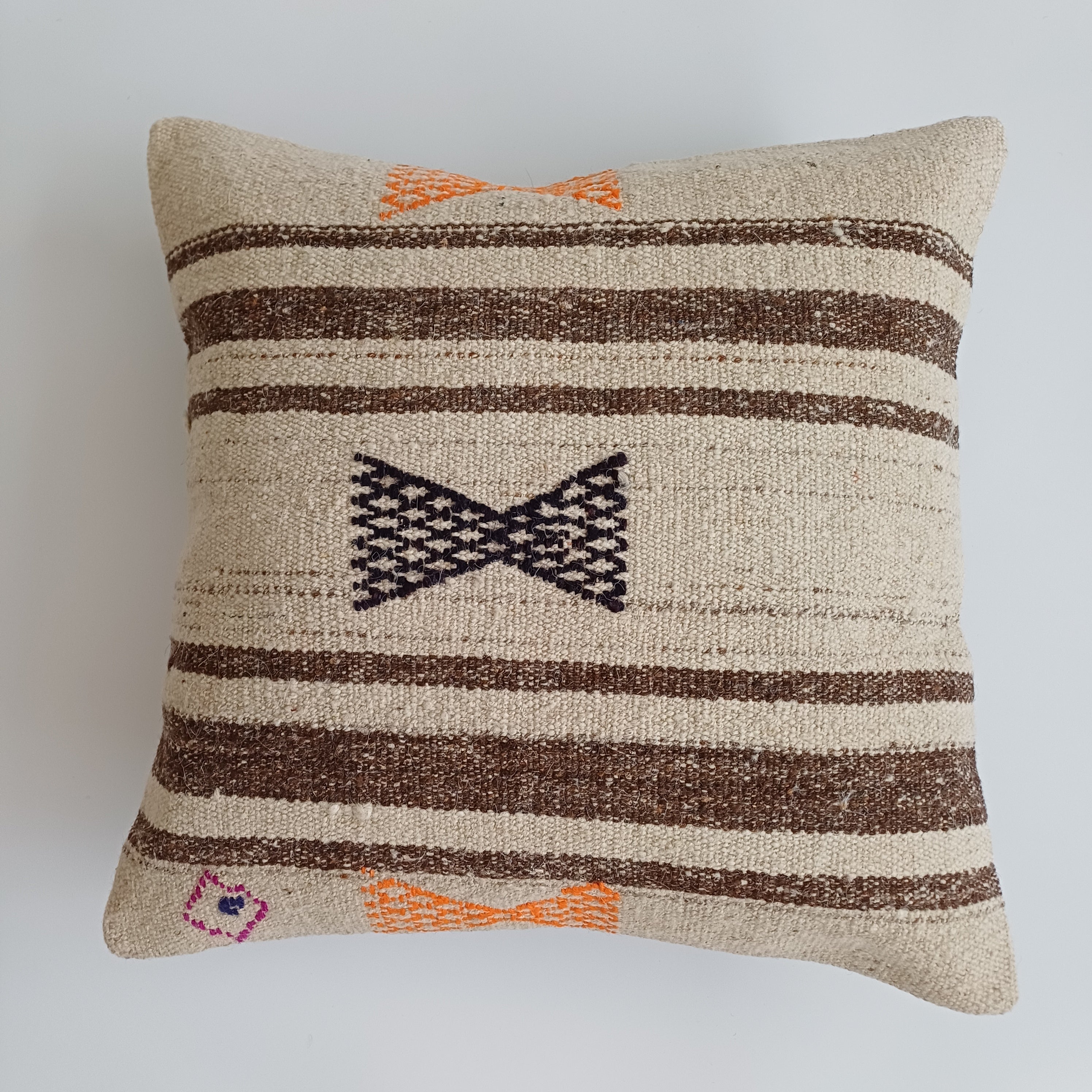 Handmade Textured Grey Turkish Rug Cushion Cover 18''x18'' / 45x45 CM