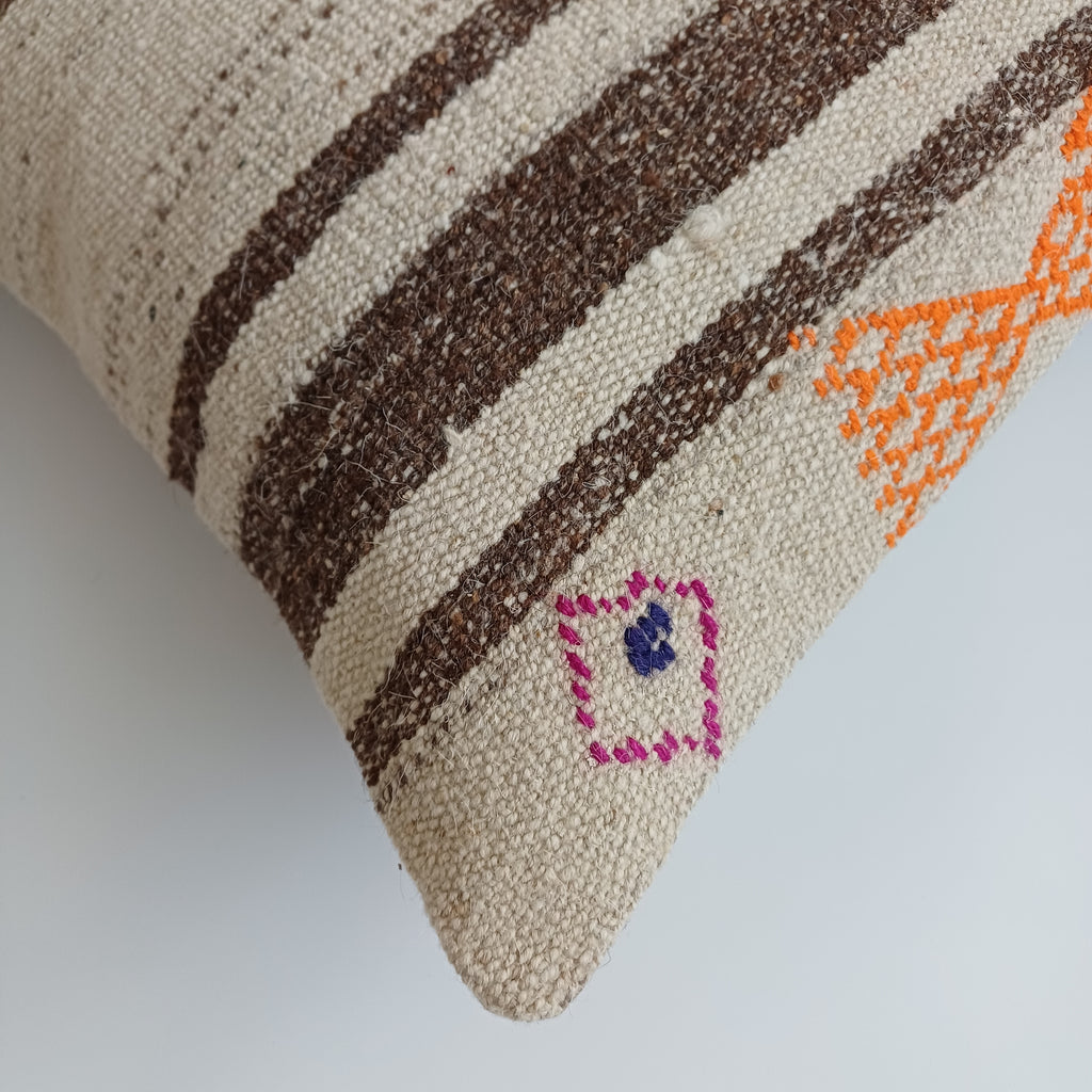 Handmade Textured Grey Turkish Rug Cushion Cover 18''x18'' / 45x45 CM