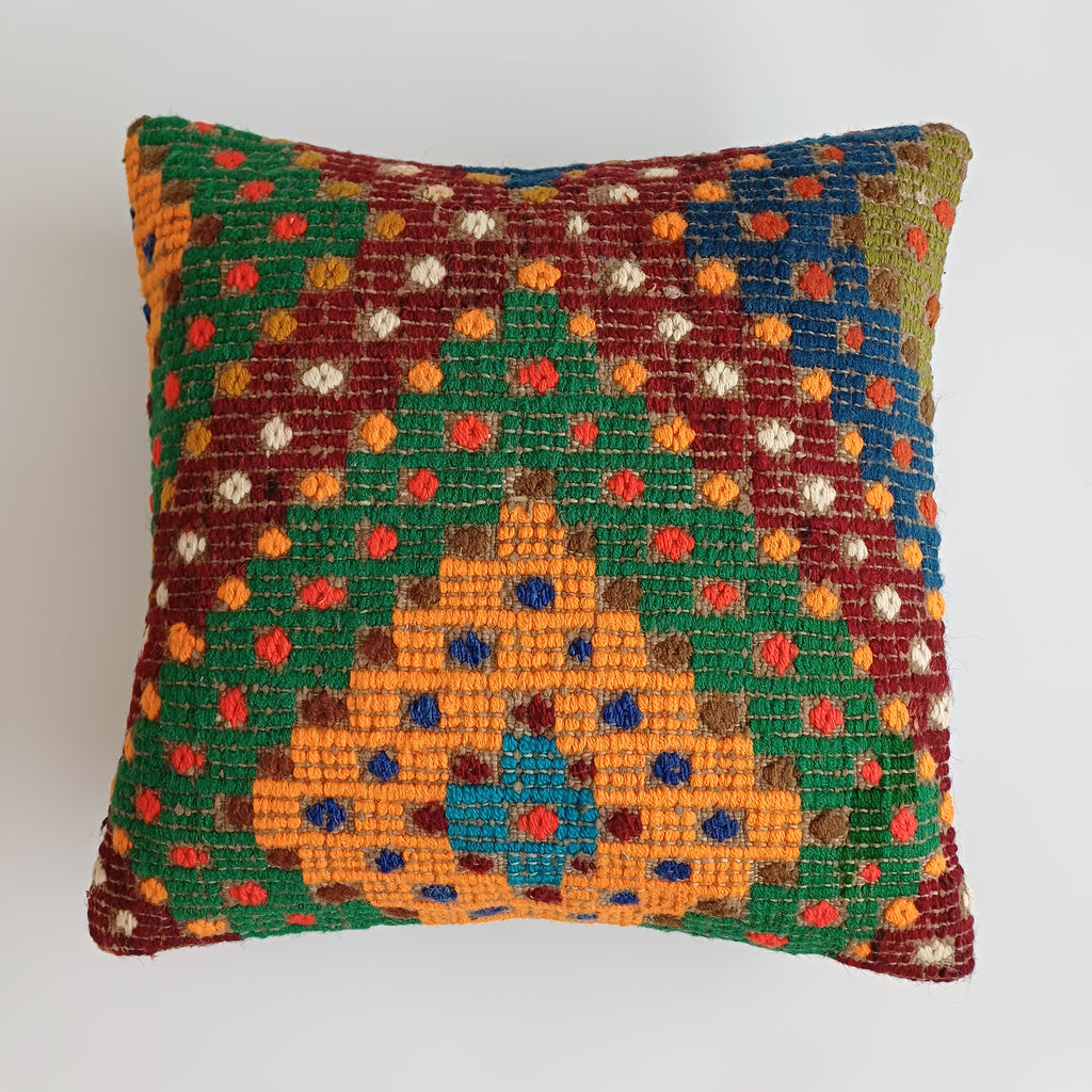 Handmade Multicolour Turkish Rug Cushion Cover 18''x18'' / 45x45 CM
