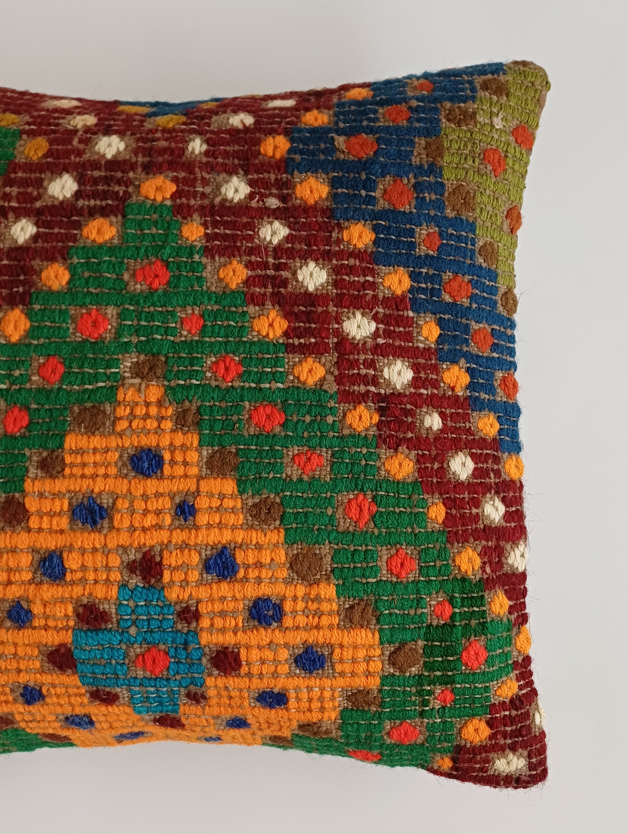 Handmade Multicolour Turkish Rug Cushion Cover 18''x18'' / 45x45 CM