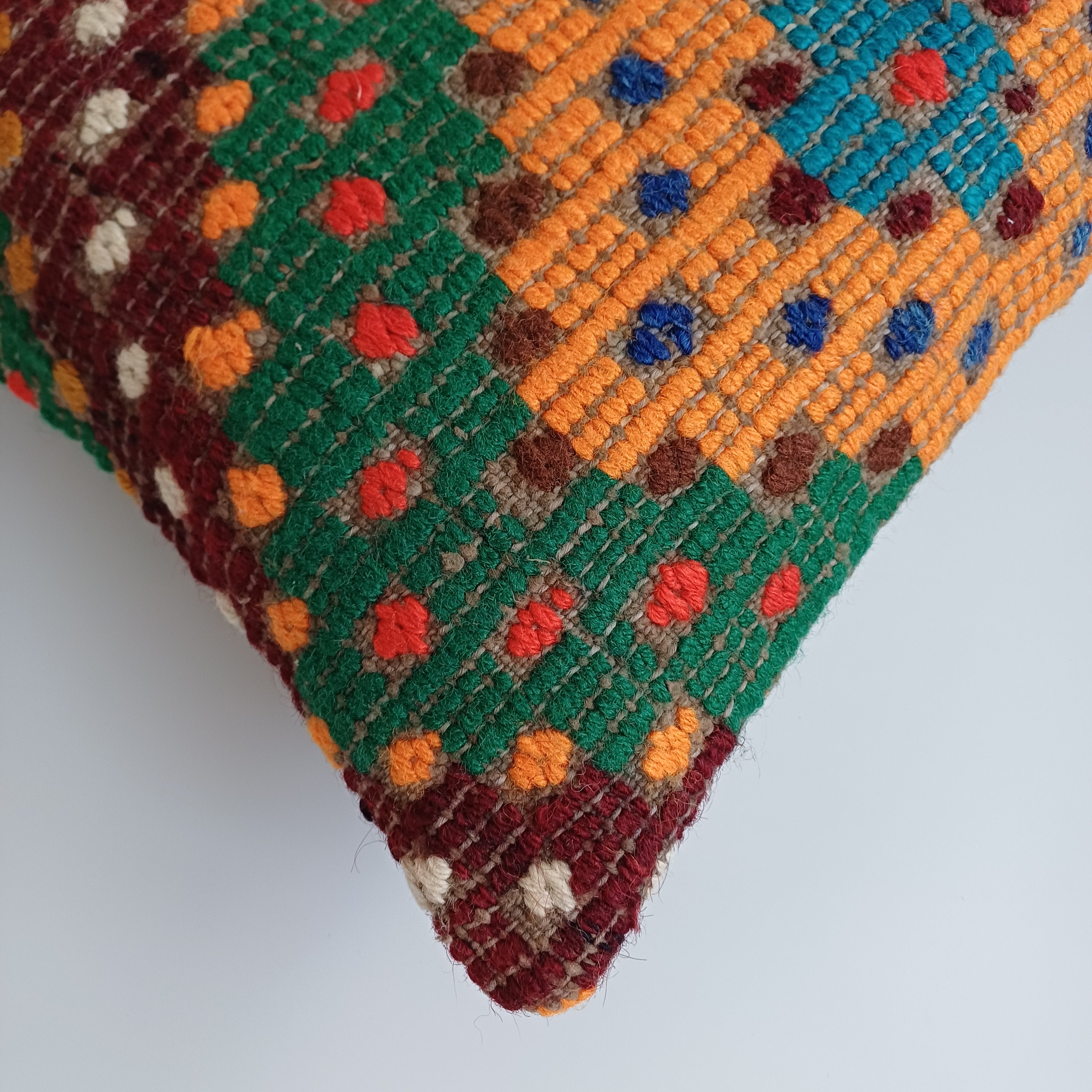 Handmade Multicolour Turkish Rug Cushion Cover 18''x18'' / 45x45 CM