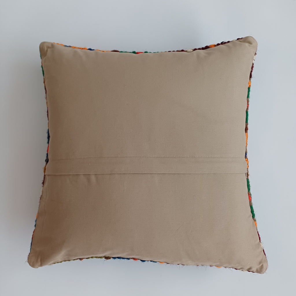 Handmade Multicolour Turkish Rug Cushion Cover 18''x18'' / 45x45 CM
