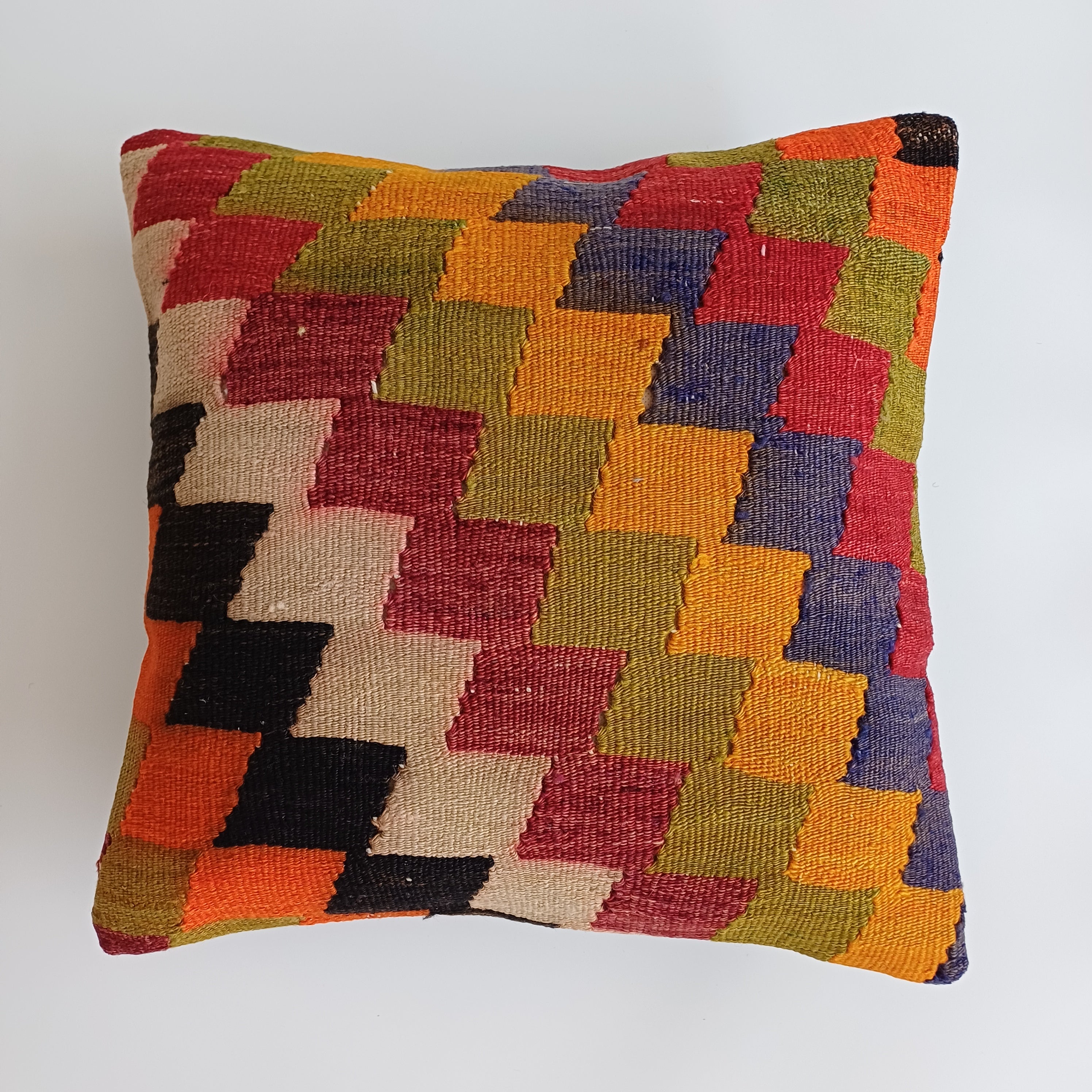 Handmade Multicolour Turkish Rug Cushion Cover 18''x18'' / 45x45 CM
