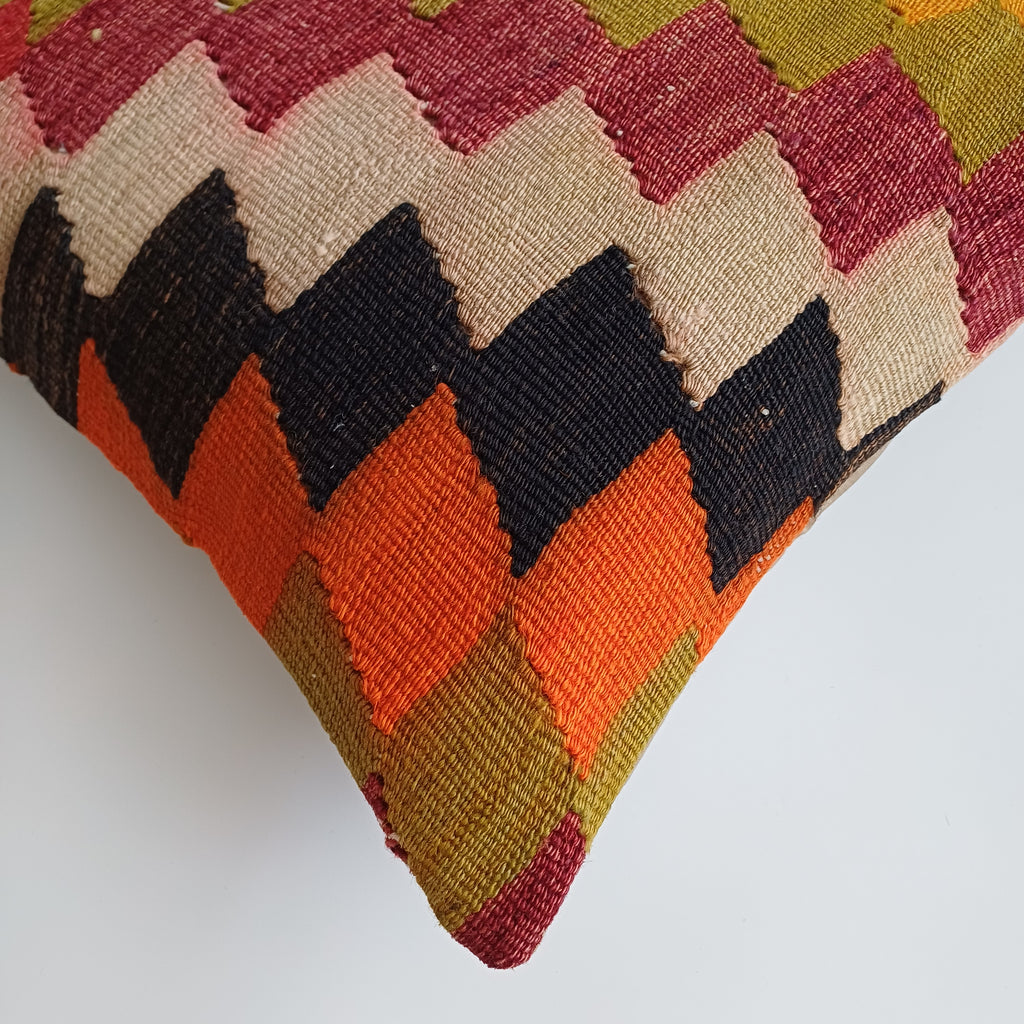 Handmade Multicolour Turkish Rug Cushion Cover 18''x18'' / 45x45 CM