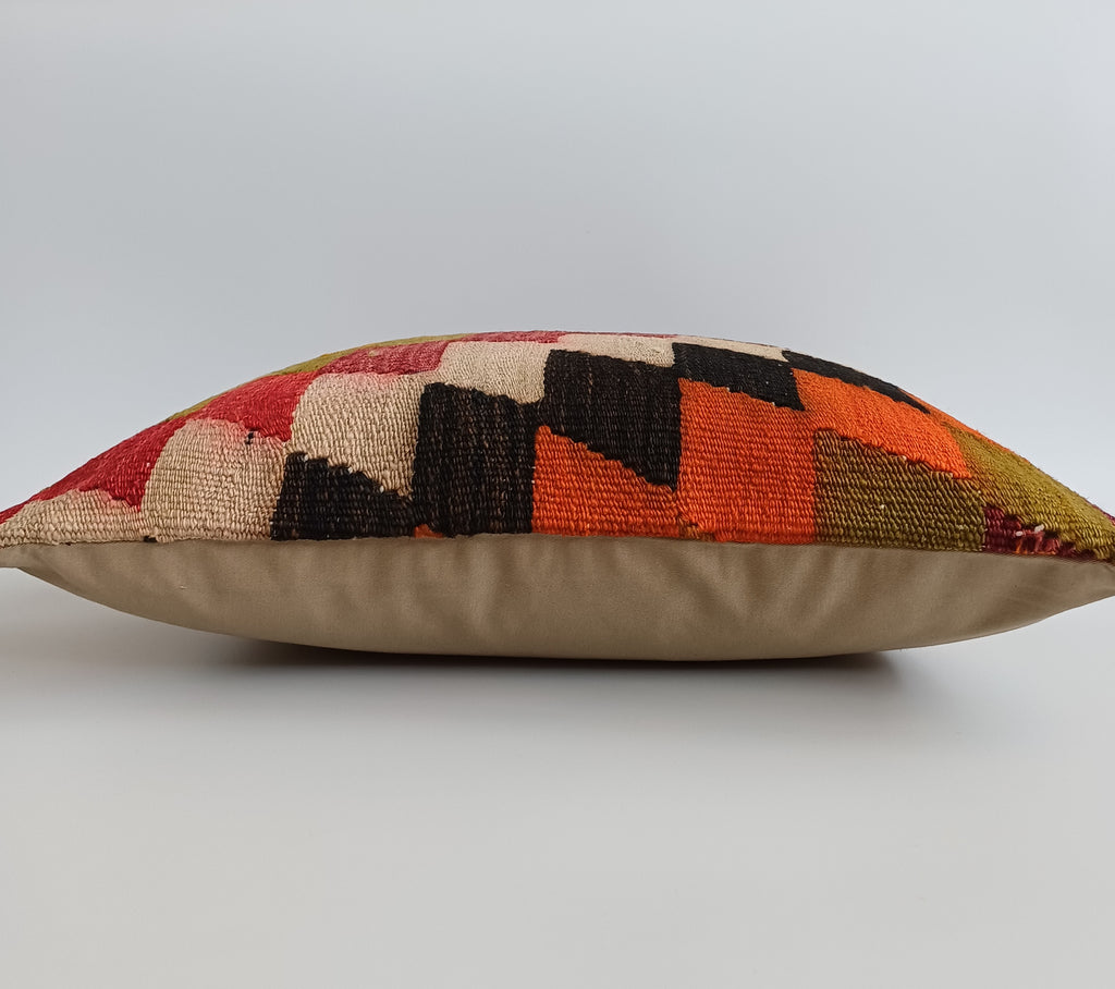 Handmade Multicolour Turkish Rug Cushion Cover 18''x18'' / 45x45 CM