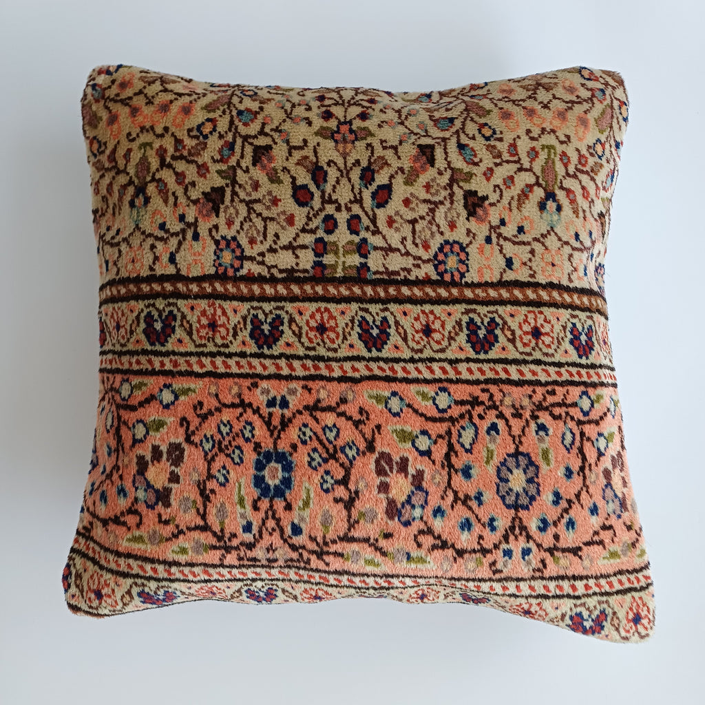 Handmade Floral Carpet Cushion Cover 16''x16'' / 40x40 CM
