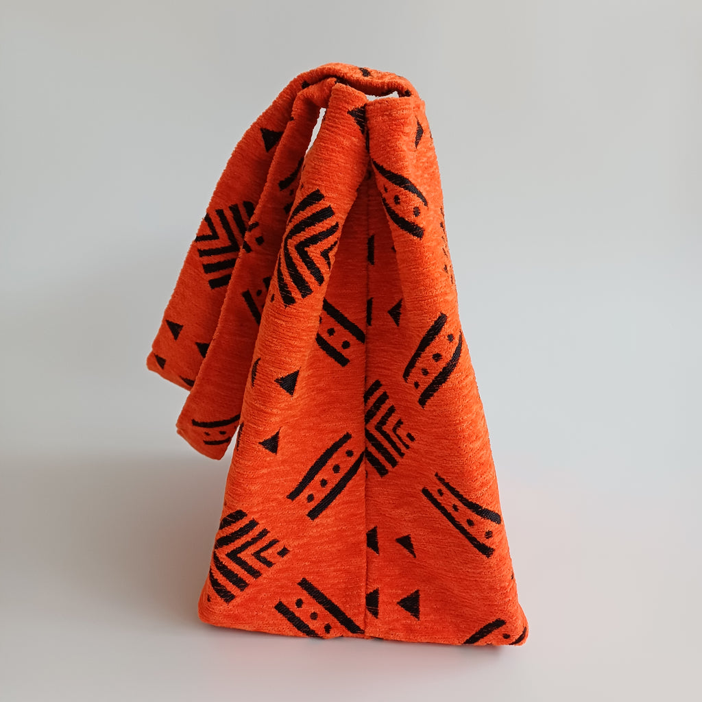 Handmade Orange Moroccan Velvet Tote Bag Medium Sized 47x31 CM