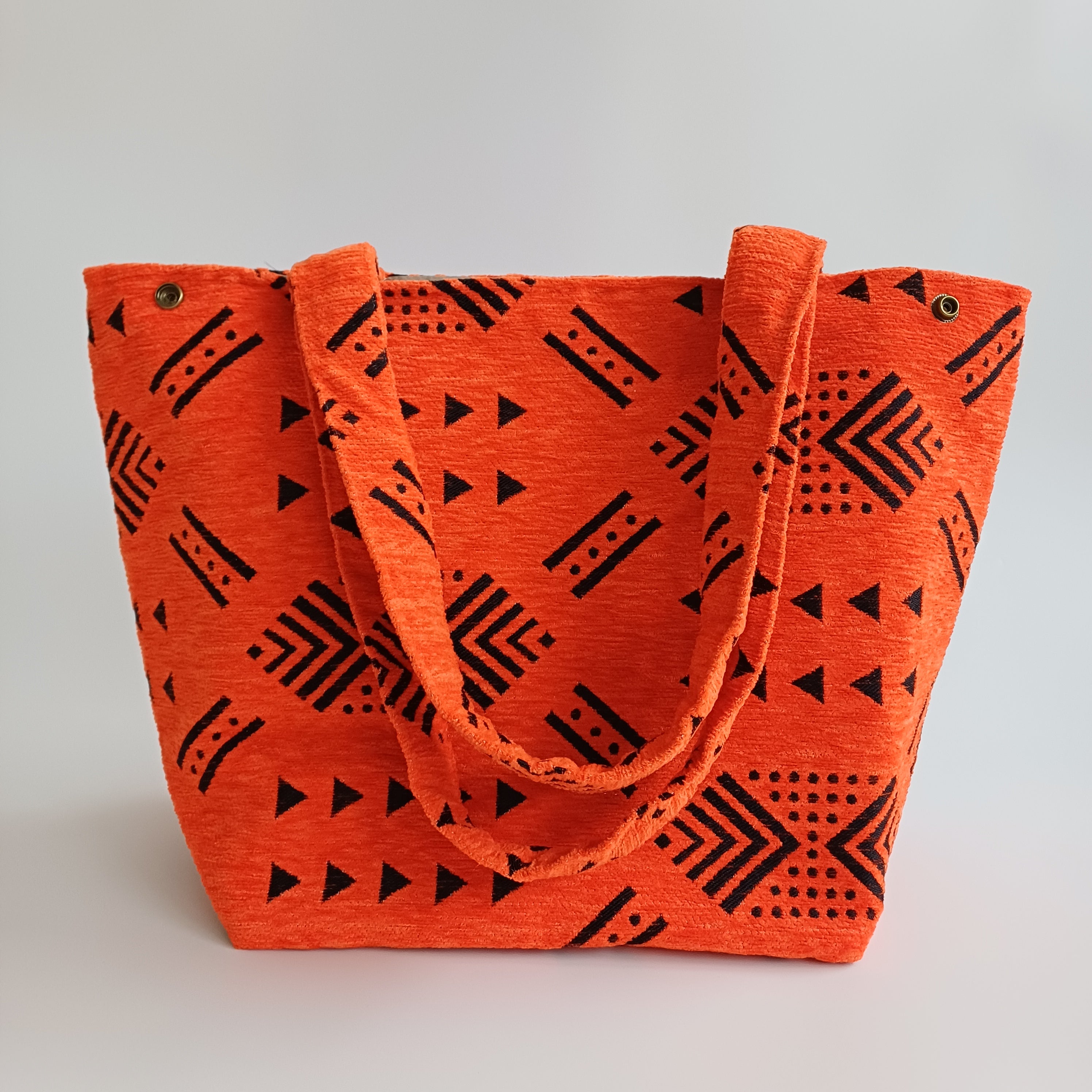Handmade Orange Moroccan Velvet Tote Bag Medium Sized 47x31 CM