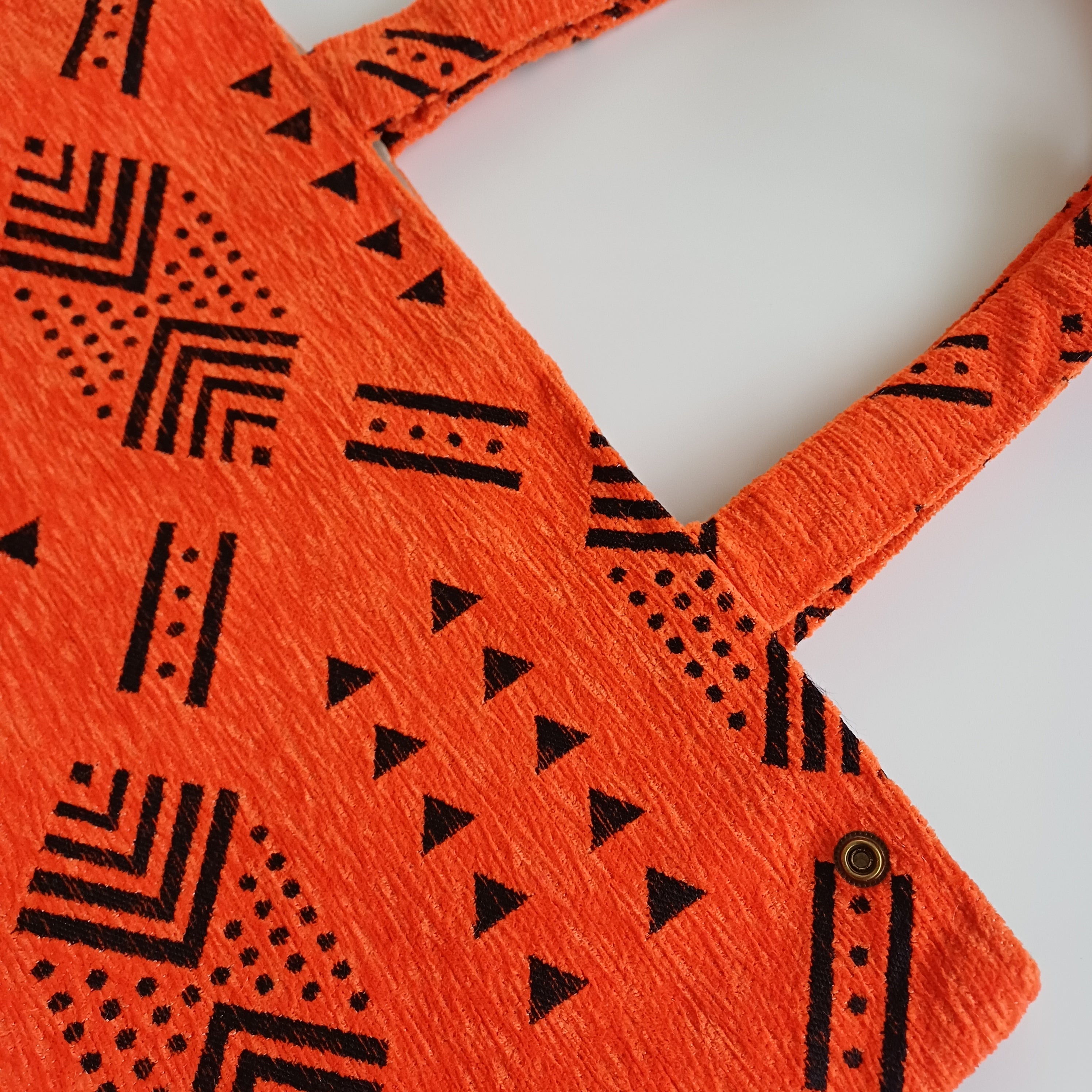 Handmade Orange Moroccan Velvet Tote Bag Medium Sized 47x31 CM
