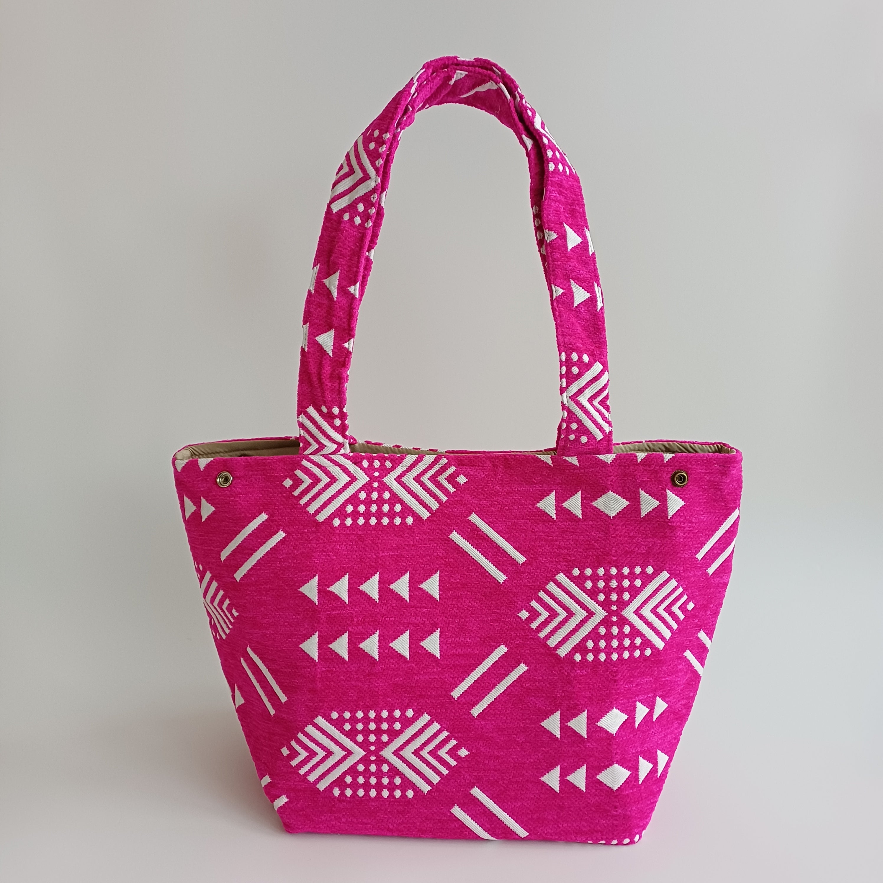 Handmade Pink Moroccan Velvet Tote Bag Medium Sized 47x31 CM