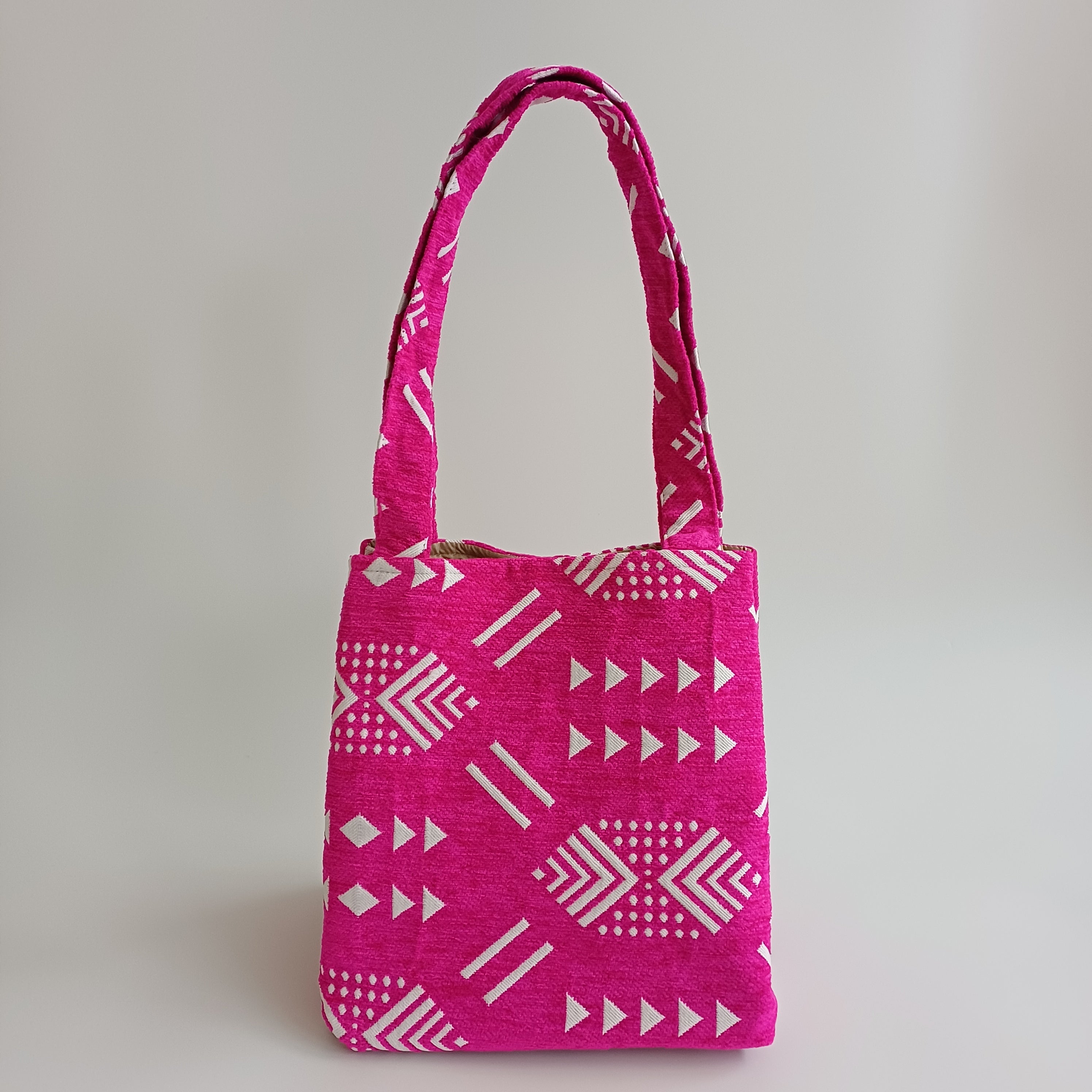 Handmade Pink Moroccan Velvet Tote Bag Medium Sized 47x31 CM
