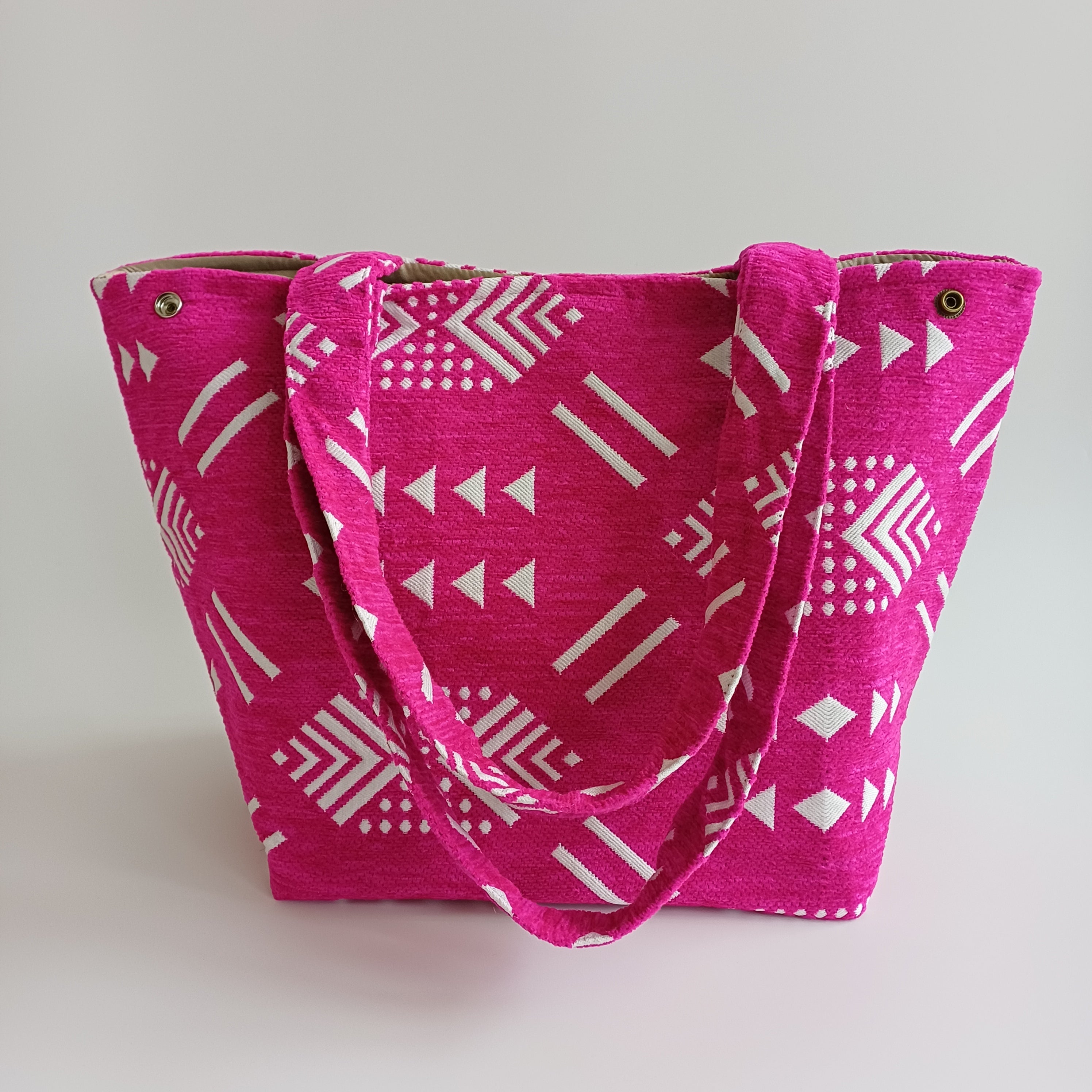 Handmade Pink Moroccan Velvet Tote Bag Medium Sized 47x31 CM