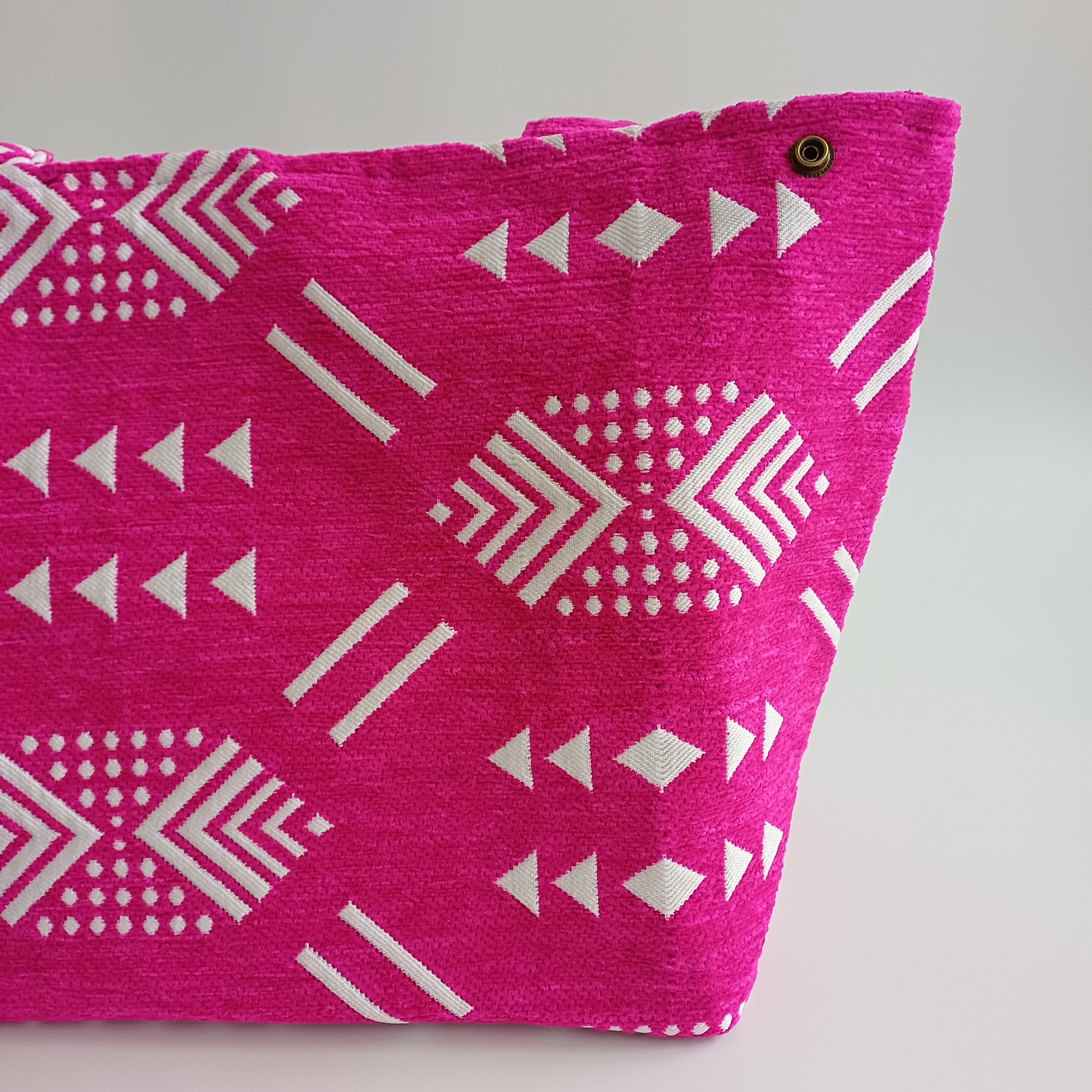 Handmade Pink Moroccan Velvet Tote Bag Medium Sized 47x31 CM