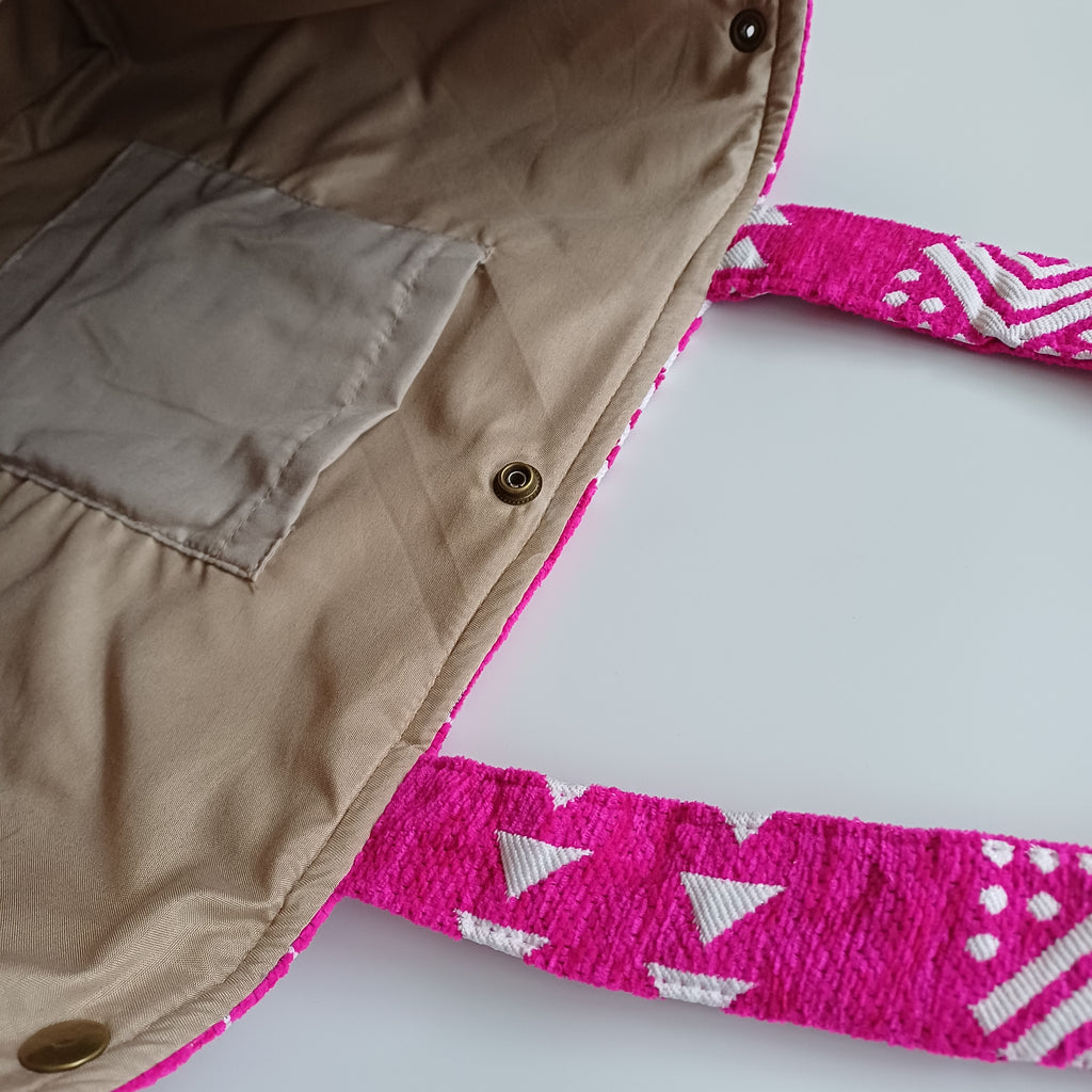 Handmade Pink Moroccan Velvet Tote Bag Medium Sized 47x31 CM